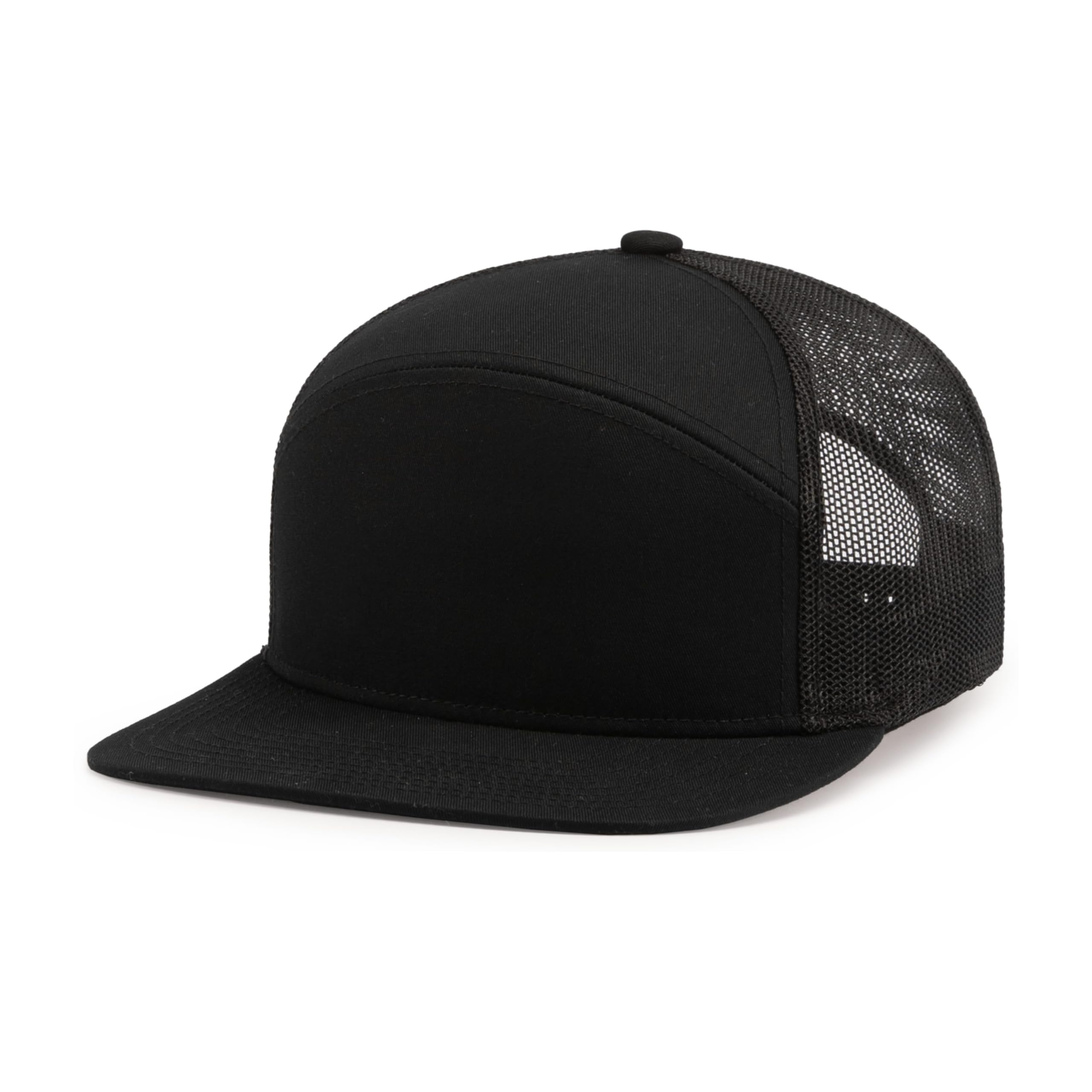 Pacific Headwear Unisex 6-panelowa czapka z daszkiem Arch Trucker Snapback, czarna, jeden rozmiar, Czarny, rozmiar uniwersalny