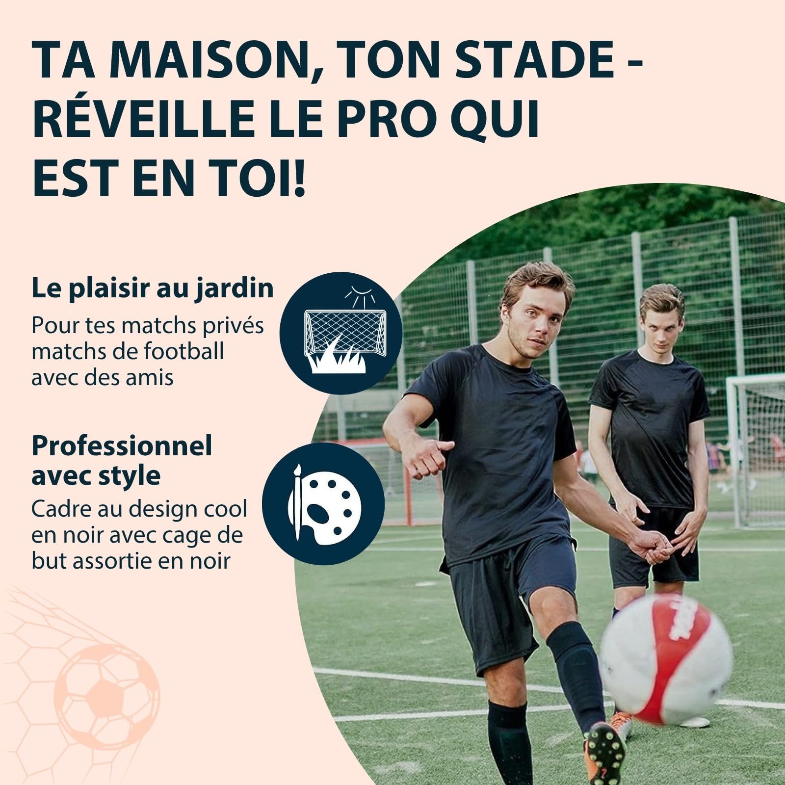 But De Foot HUDORA Hornet 180 – Avec Mur De Frappe, Poteaux 25 Mm, Montage Rapide – Pour Jardin Et Entraînement