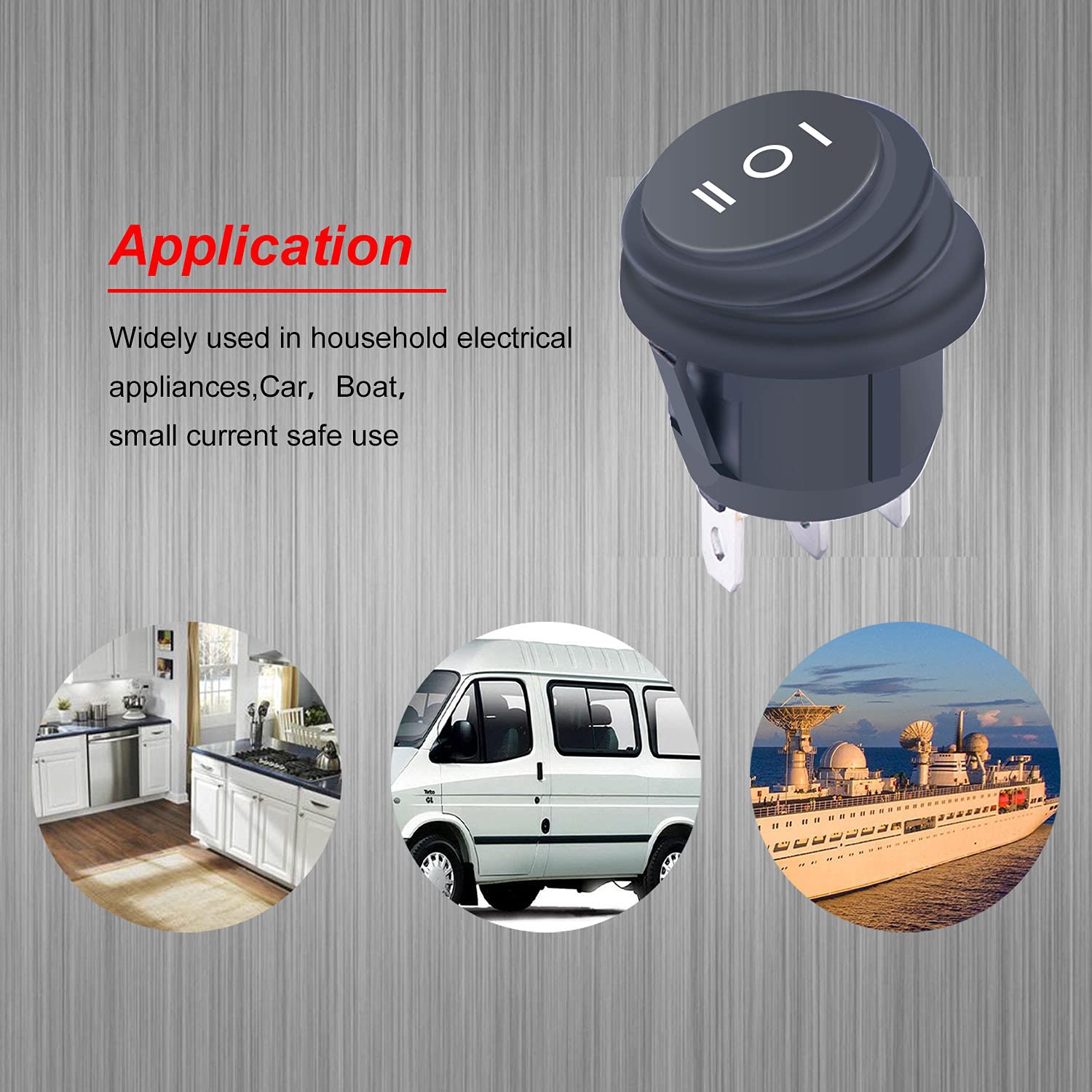 Interruttore A Bilanciere Rotondo Impermeabile 5Pcs - ON/OFF/ON SPDT 3 Pin, 250V 6A - Per Elettrodomestici, Auto E Barche - Foto 11