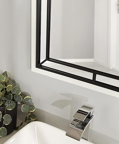 Miniatura 4 de Kate and Laurel Audubon - Espejo de pared rectangular moderno, 24 x 36 pulgadas, color blanco, espejo costero para pared