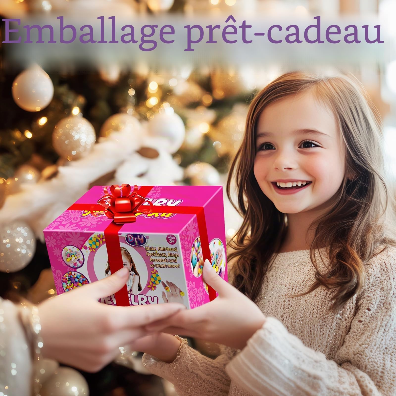 Kit de Fabrication de Bijoux pour Enfants - Perles pour Bracelet, Billes, Loisirs Créatifs - Jouets pour Filles de 3 à 7 Ans