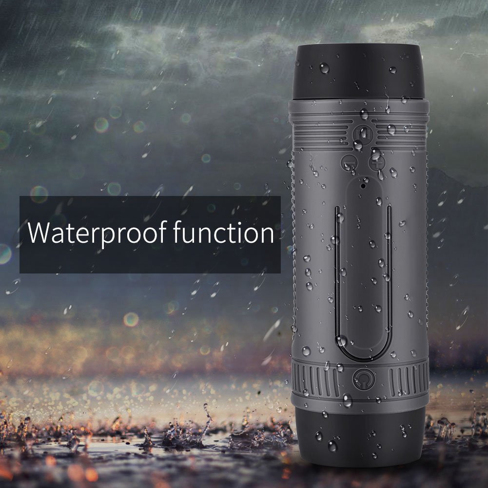 Impermeable Altavoz Inalámbrico Bluetooth,Altavoz Bluetooth Soporte de Radio FM y Reproducción de Música TF con Batería baja al Aire Libre Portátil Energía Móvil y LED luz