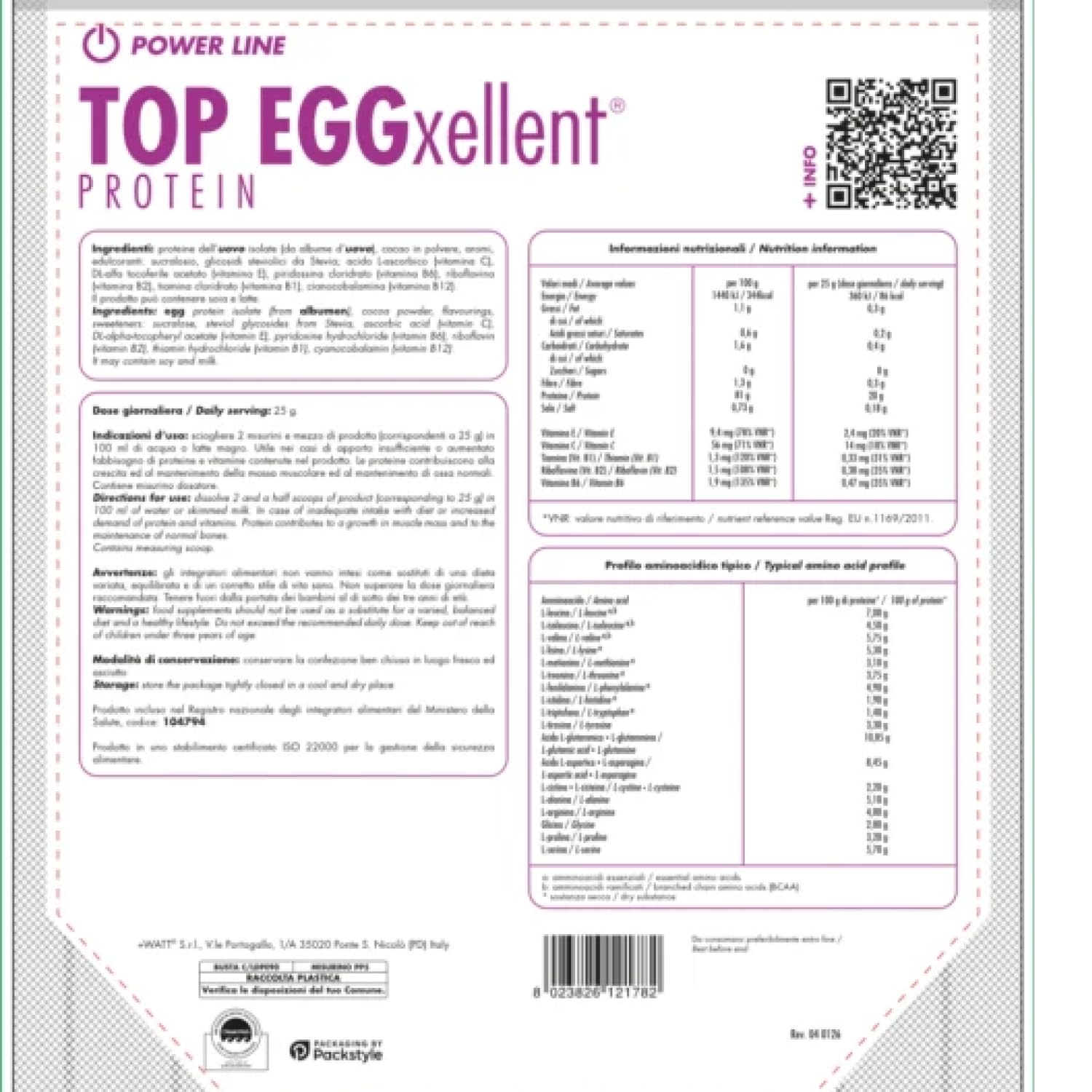 Top Eggxellent Protein - Integratore di Proteine dell'Albume dell'Uovo - Formato: Doypack 750 g - Gusto: Cacao