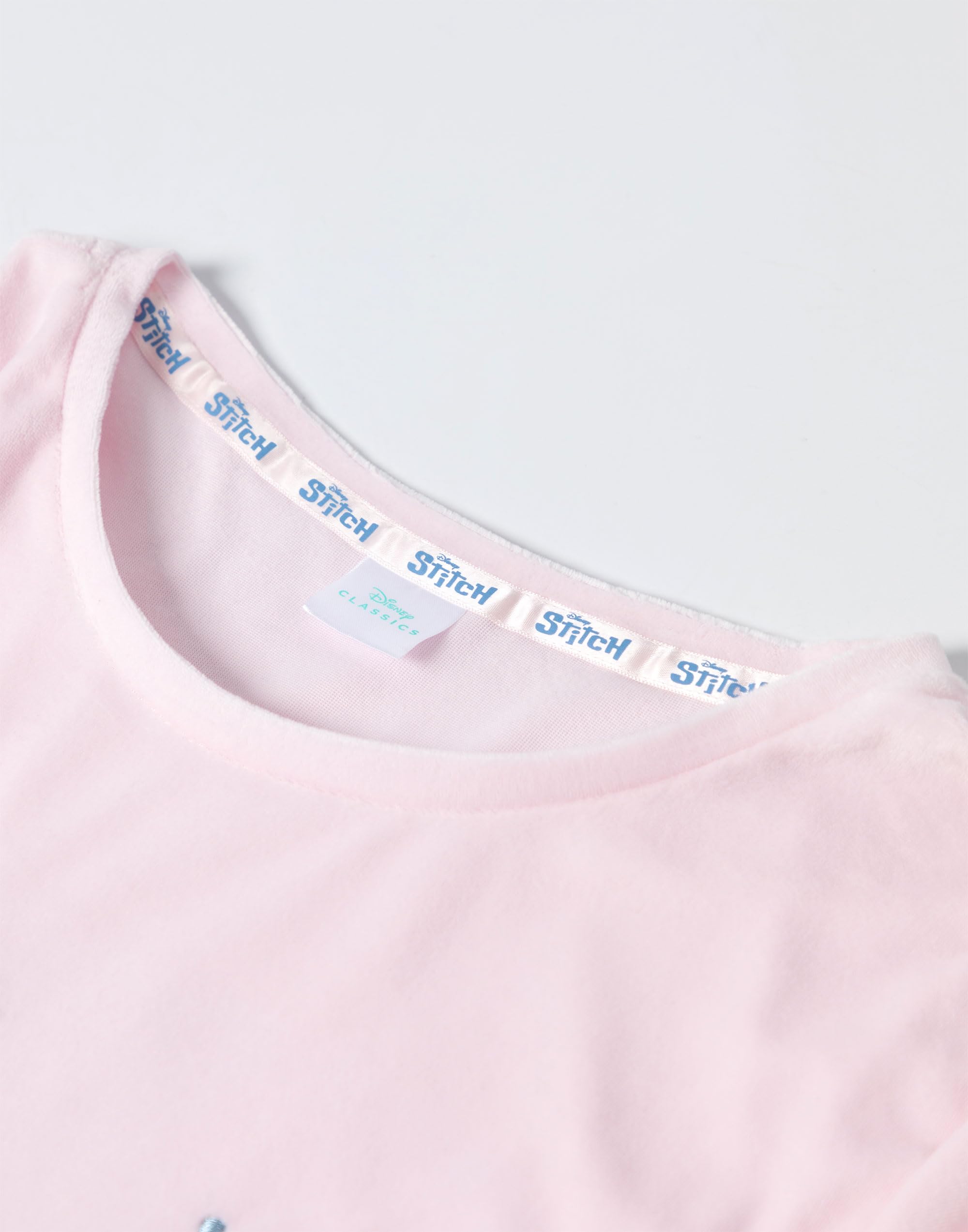 Disney Pigiama da Donna in Pile di Velluto Lilo & Stitch, a Maniche Lunghe, Rosa | Pigiama con Stampa dei Personaggi dei Cartoni Animati | Comodo Abbigliamento da Notte | Merchandising