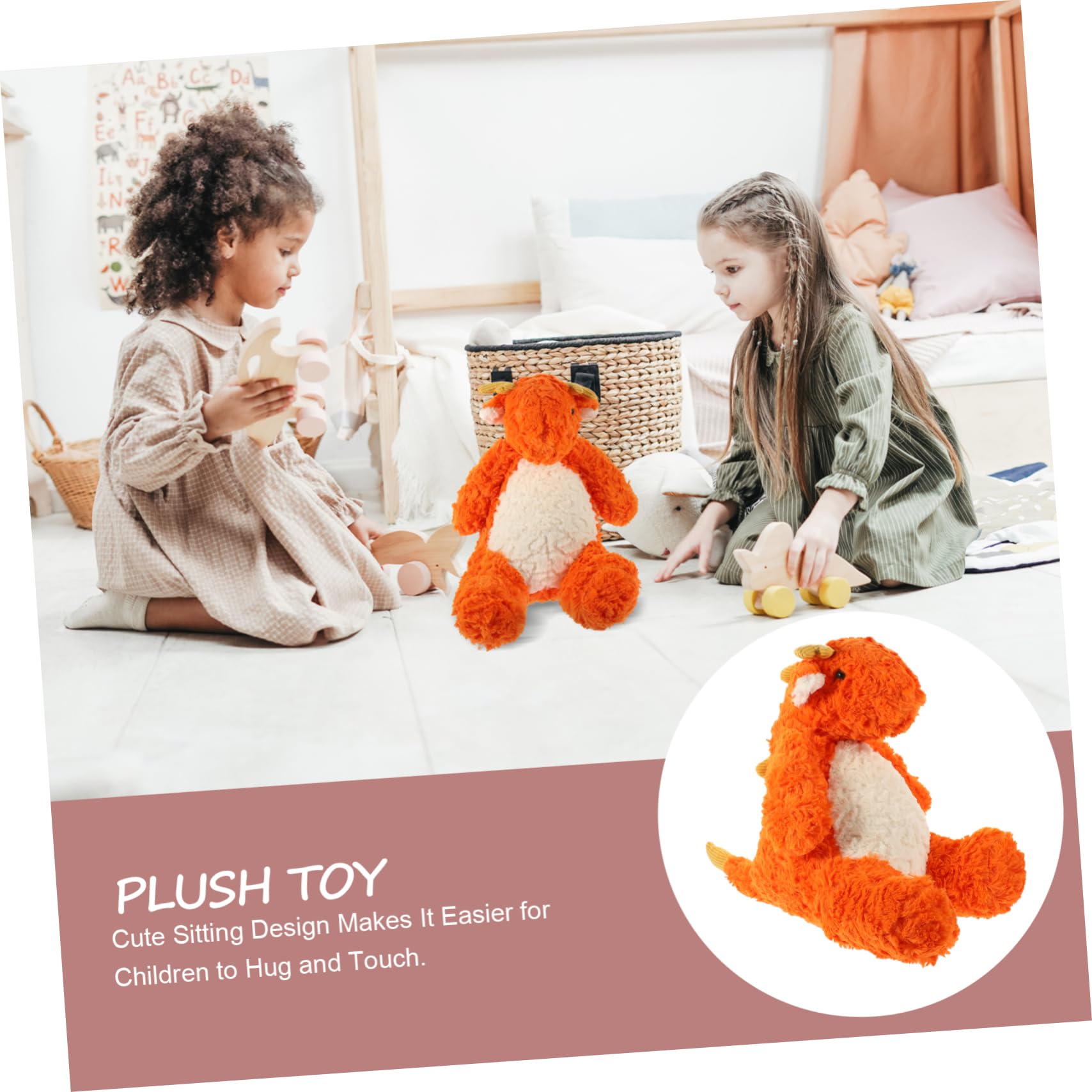 YARNOW Muñeco de Dinosaurio de Algodón PP Rojo, Juguete Suave para Niños Tacto Delicado, Almohada Adorable para Acompañar el Descanso en Festivales y Fotografía