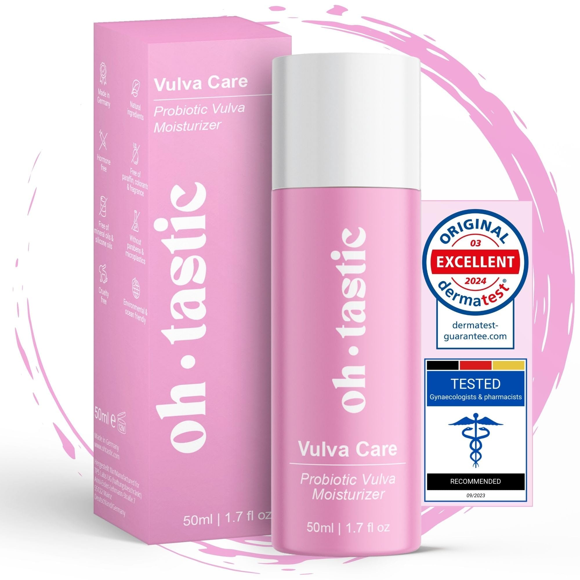 Natural Vaginal Moisturiser Against Dryness, Itching & Burning - Thrush Cream for Women with Lactic Acid and pH Value Adjusted, Vulva Balm for Intimate Hygiene Treatment (50 ml) - ohtastic