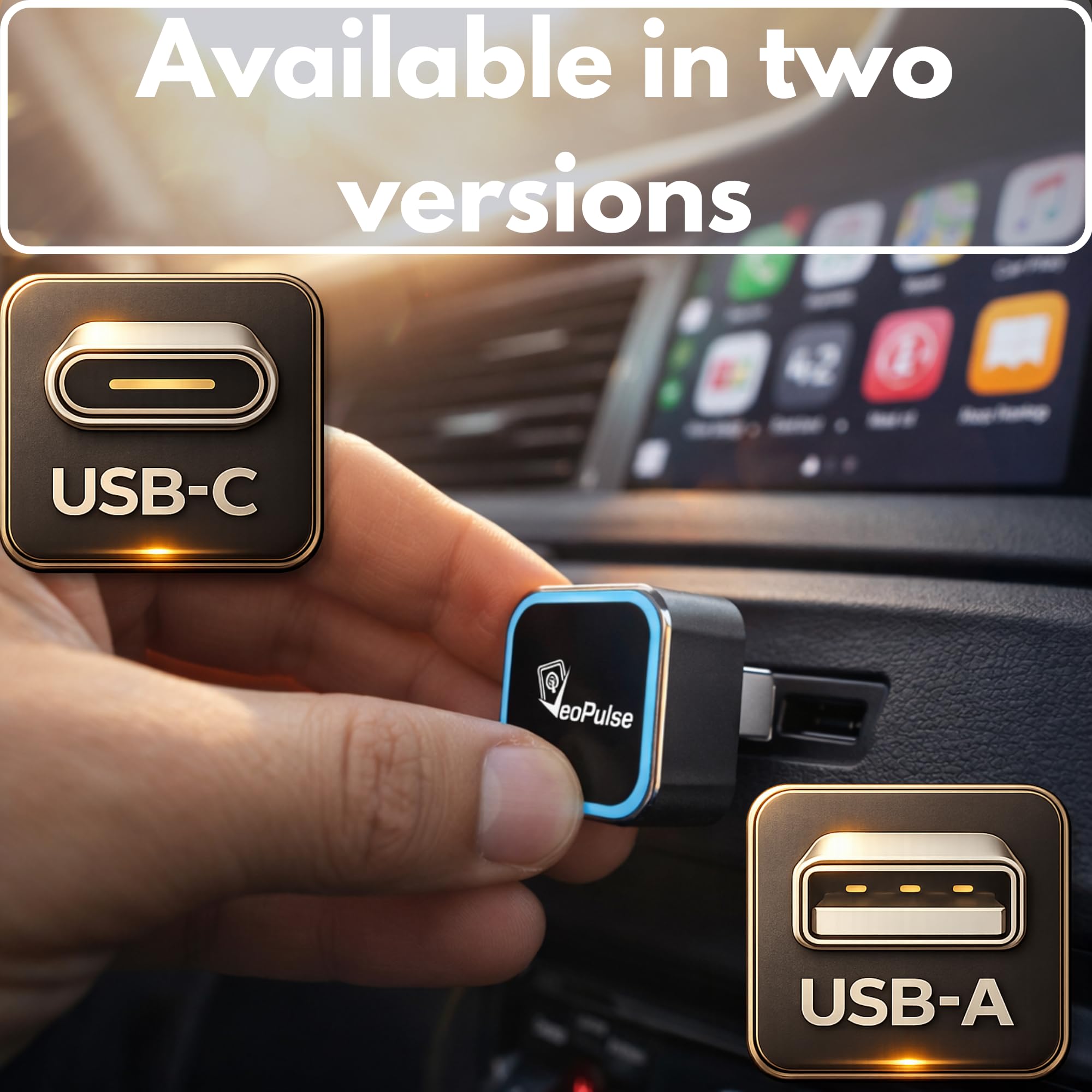 C-Pro [Native USB-A Version] bezprzewodowy adapter CarPlay i Android Auto - podwójna pamięć (idealna dla par) - rozpraszanie ciepła ze stopu cynku - standardowy format USB