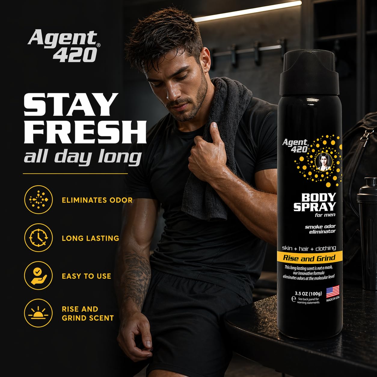 best spray to get rid of cigarette smell Amazon.com : Agent 420 Cannabis & Cigarette Smoke Odor Body Spray for Men,  3.5 oz — Eliminates Odors at the Molecular Level (Rise and Grind) : Health  & Household