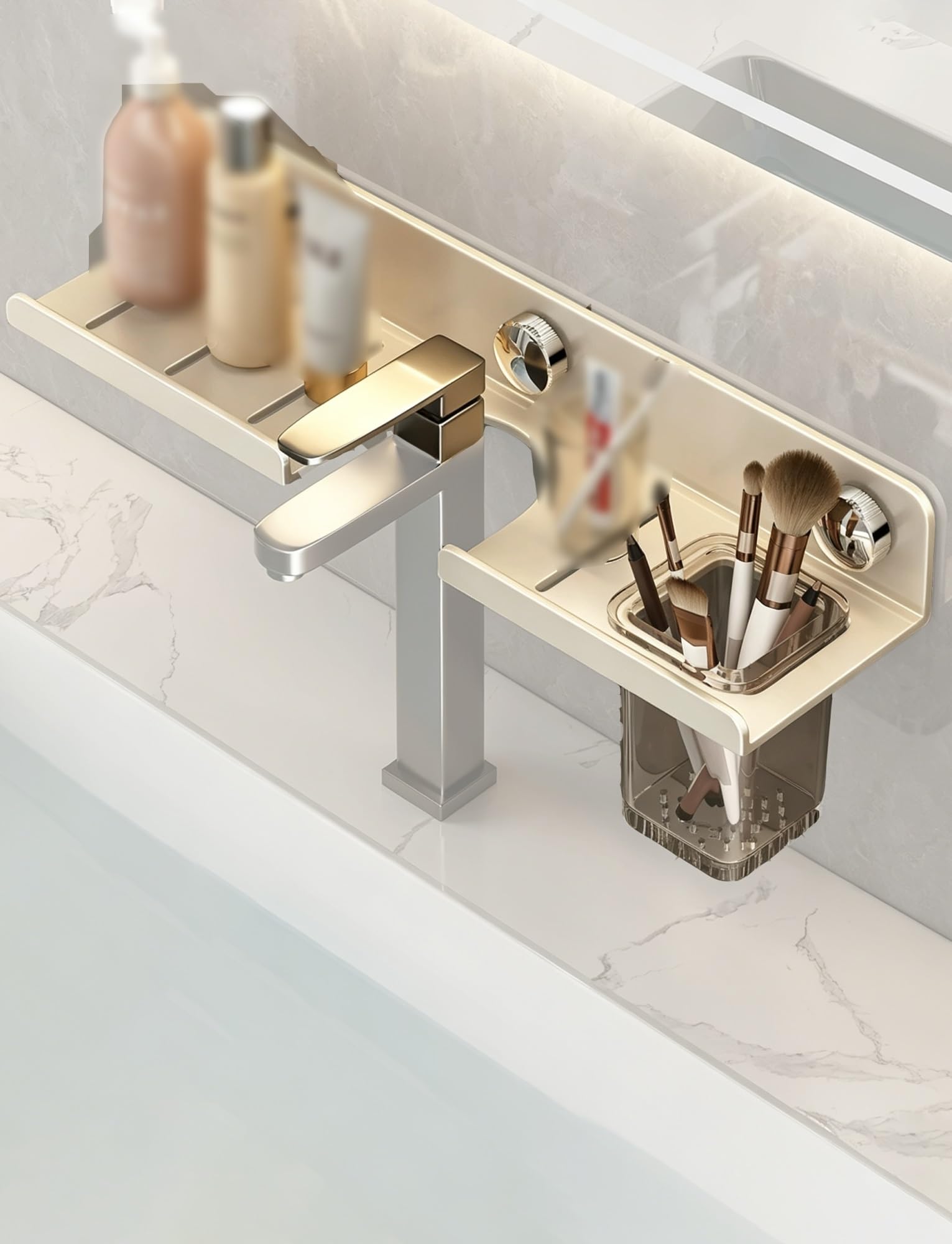 Mensola in legno naturale sopra il rubinetto, 50 cm, per bagno e cucina, salvaspazio, per un facile accesso e un drenaggio efficiente