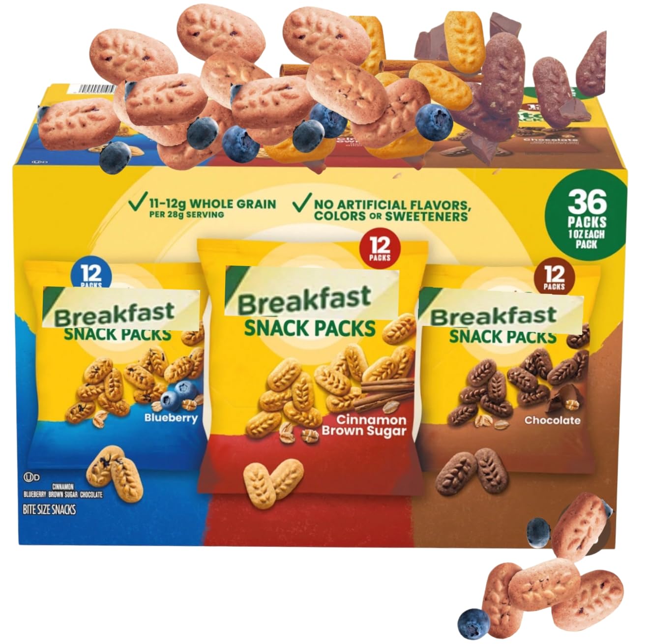 Cookie Variety Pack, 36 Count, Chocolate, Cinnamon Brown Sugar, Blueberry