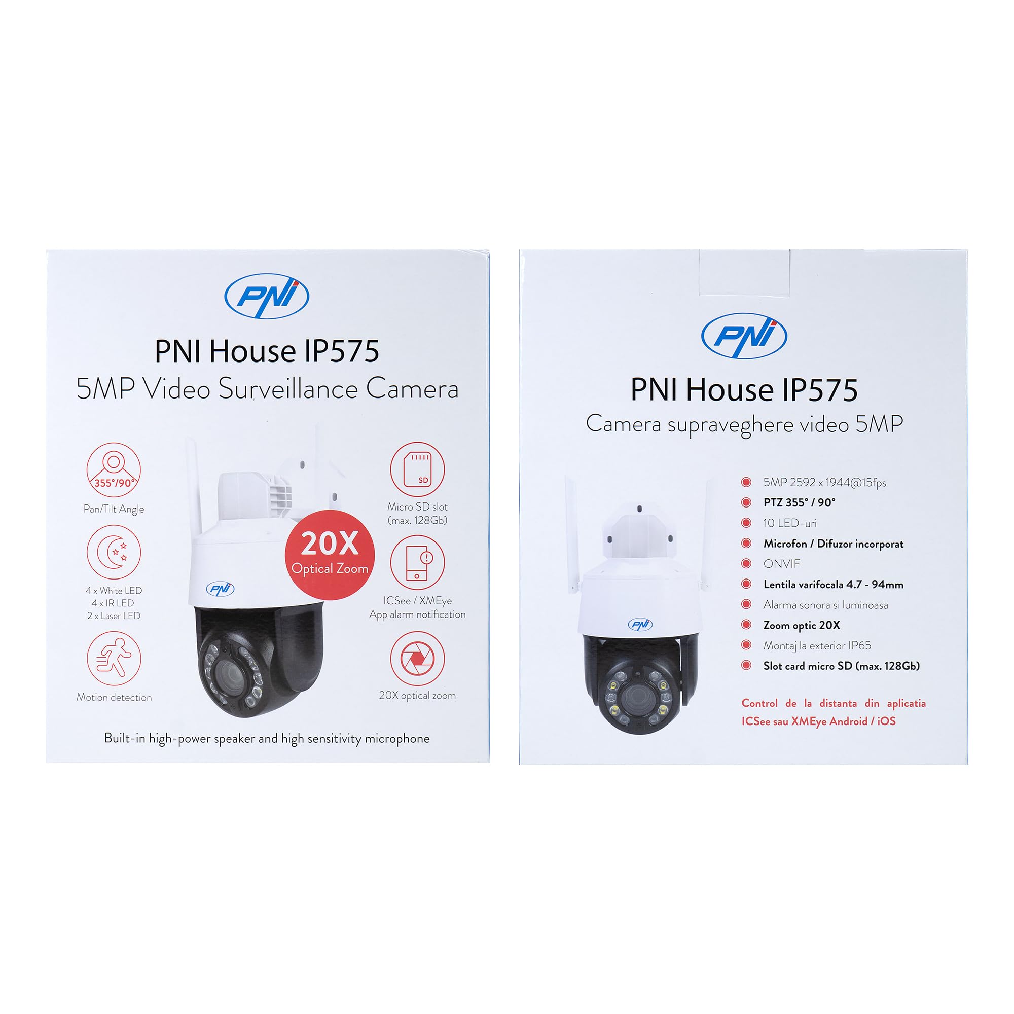PNI Kamera do monitoringu wideo House IP575 5MP WiFi, 20-krotny zoom optyczny, obiektyw zmiennoogniskowy