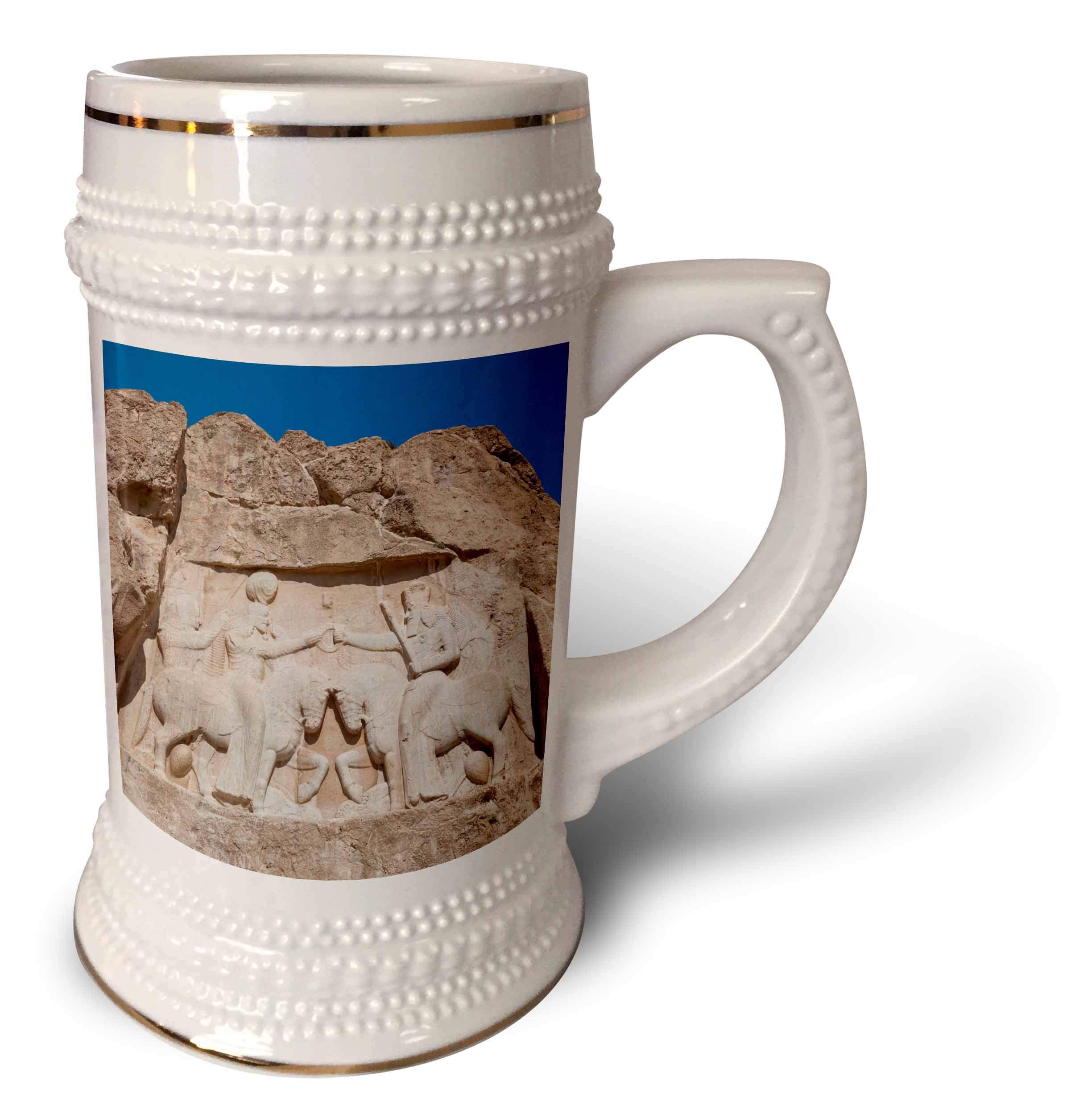 Iran, Shiraz, Naqsh E Rostam, Sassanian Stone Reliefs in Mountainside - Stein Mug, 18oz, 22oz, White
