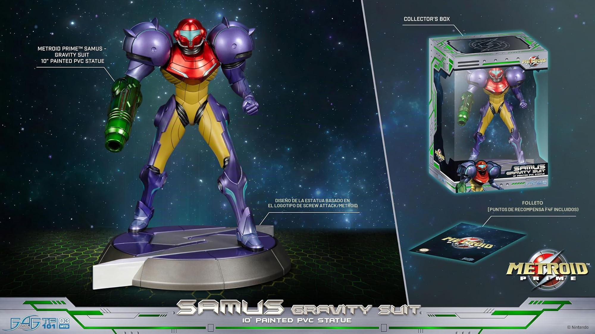 First4Figures Metroid Prime Samus Gravity Suit, Figura de PVC, 25 cm - Standard Edition