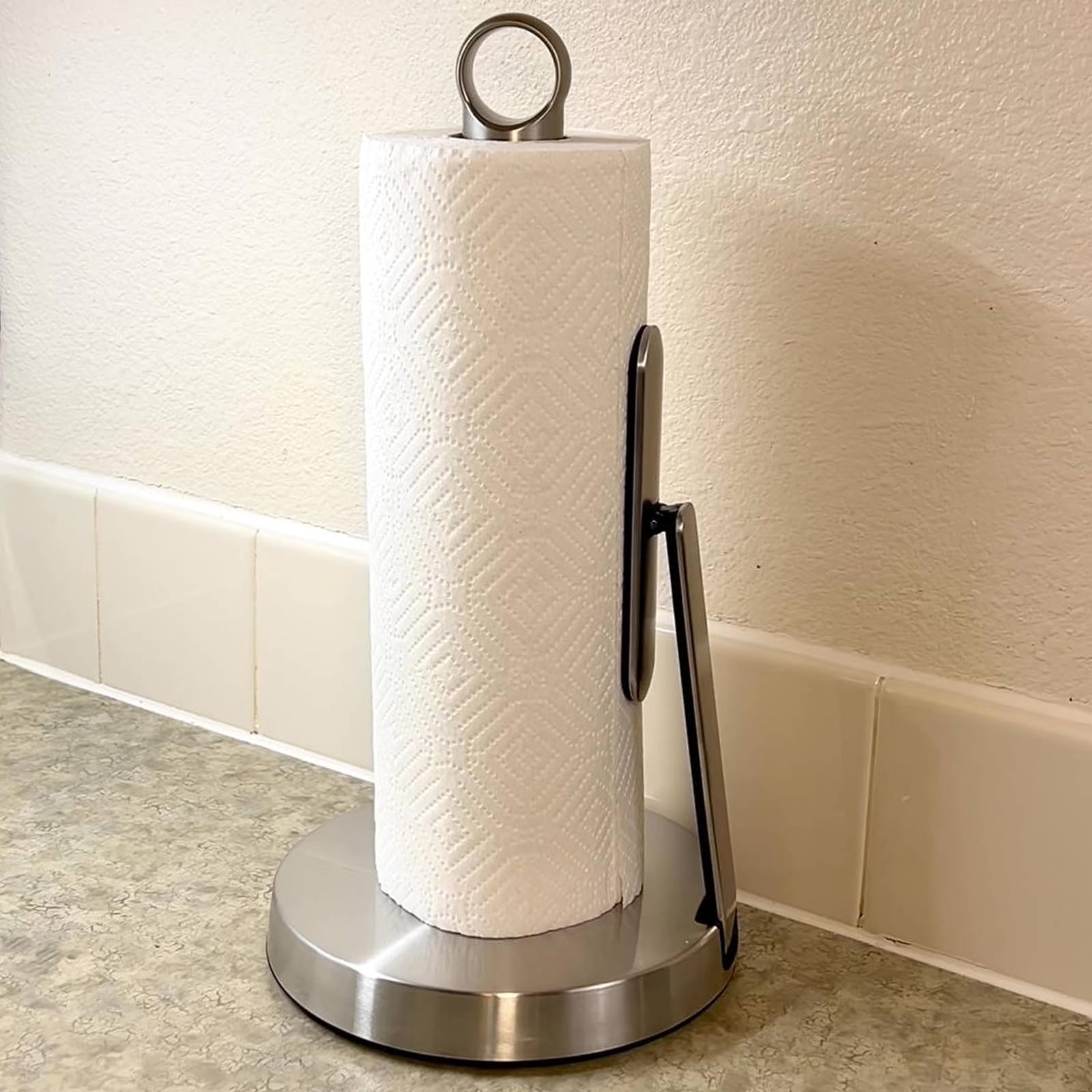 theaoo Soporte para Toallas de Papel de Acero Inoxidable Resistente con Brazo de tensión, fácil de rasgar con una Sola Mano, dispensador Moderno de encimera para Cocina, sostiene Todos los Rollos de