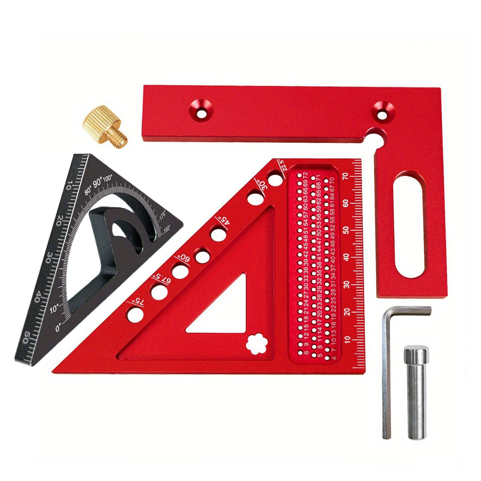 Purpose Aluminum Alloy Measuring Ruler Set Anticorrosion Finish for 45° 90° Angles Marking in Woodcraft Projects Woodworking Measurement Ruler