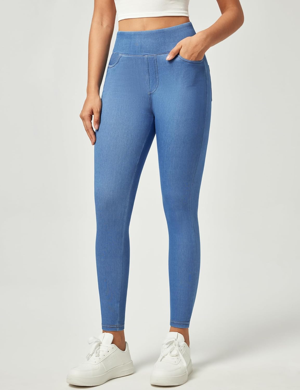 IUGA Stretchy Jeans for Women High Waist Jeggings Tummy Control Skinny Jeans Pull on Leggings with Pockets Trendy Casual