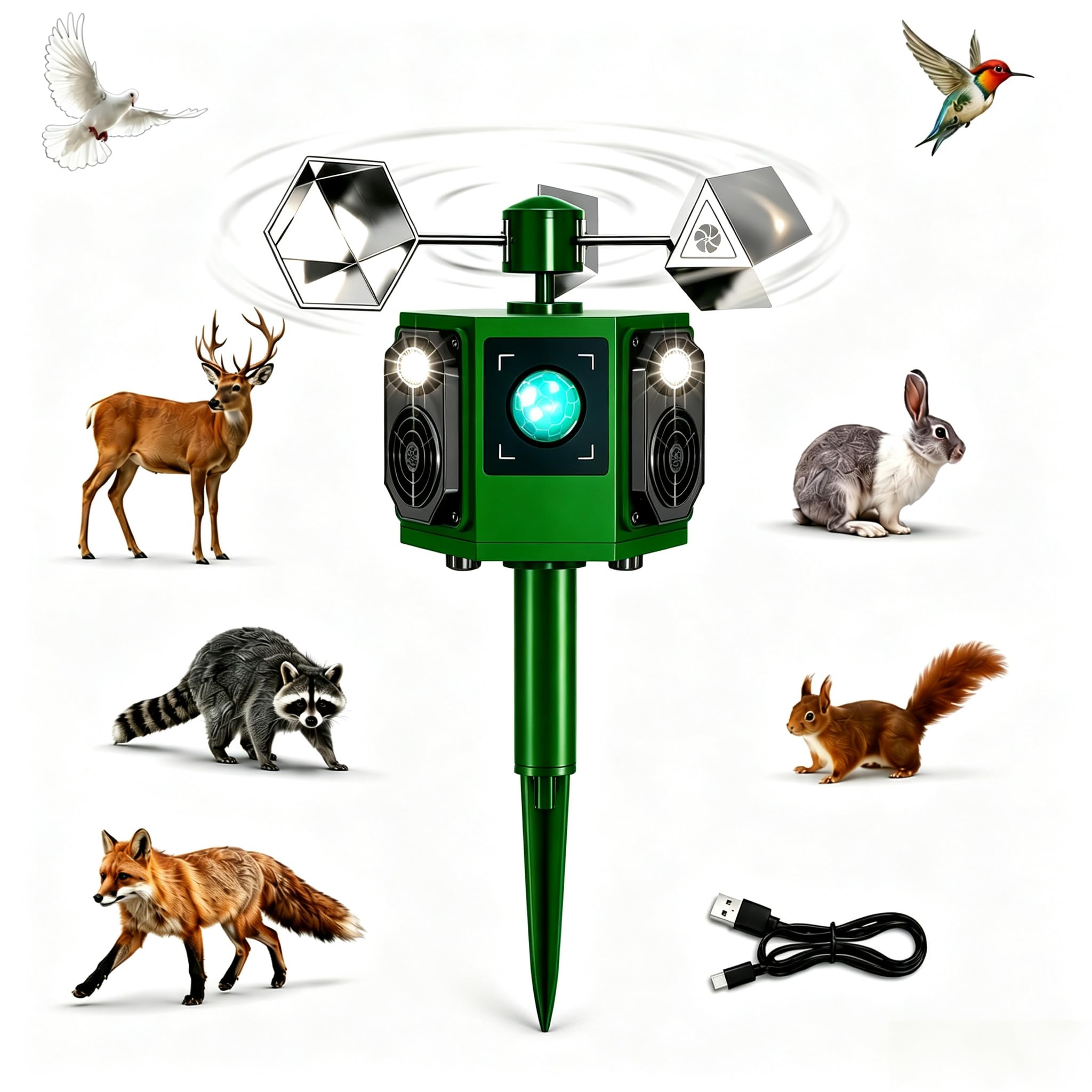 Ultrasonic Bird Repellent Devices Outdoor&Woodpecker Deterrent with Reflective Bird Repeller-Reflective Rotating Goose Deterrent Suitable for Outdoor Settings-picture-27