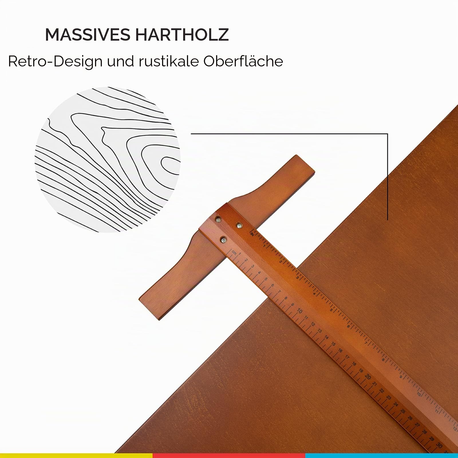 MEEDEN Extra großer Holz-Zeichentisch, 107 x 76cm Kunst-Zeichentisch, Basteltisch mit höhenverstellbar, Studio-Mal-Tisch zum Schreiben, Lesen, Walnuss