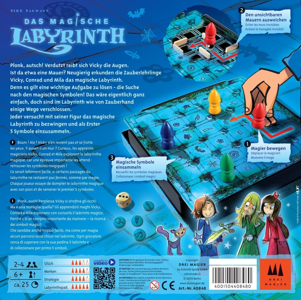 Gigamic- Le Labyrinthe Magique - Un jeu semé d'embuches - Jeu enfant - De 2 à 4 joueurs - A partir de 6 ans !