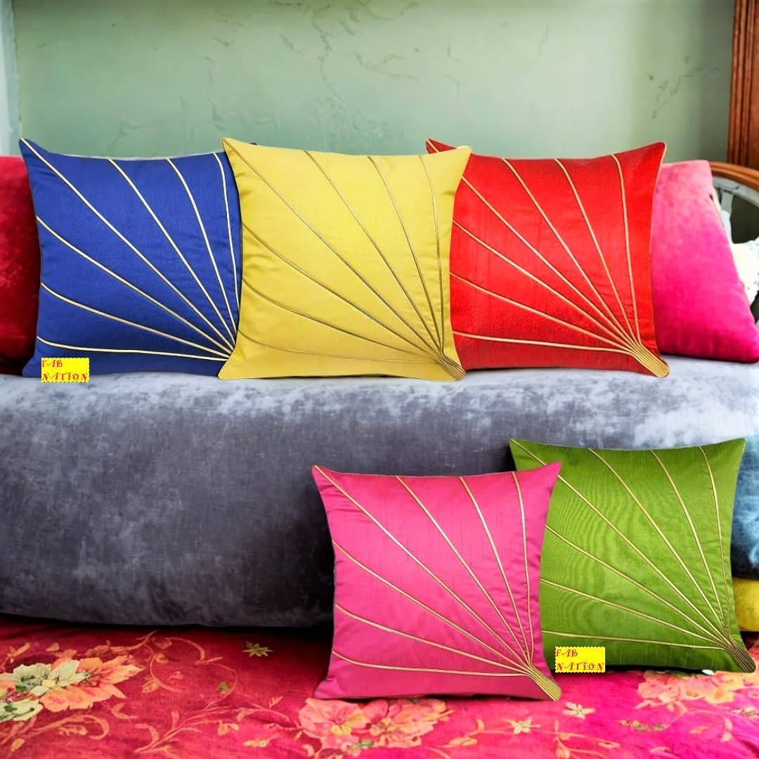 Multicolor Silk Cushion Covers - Set of 5 -4
