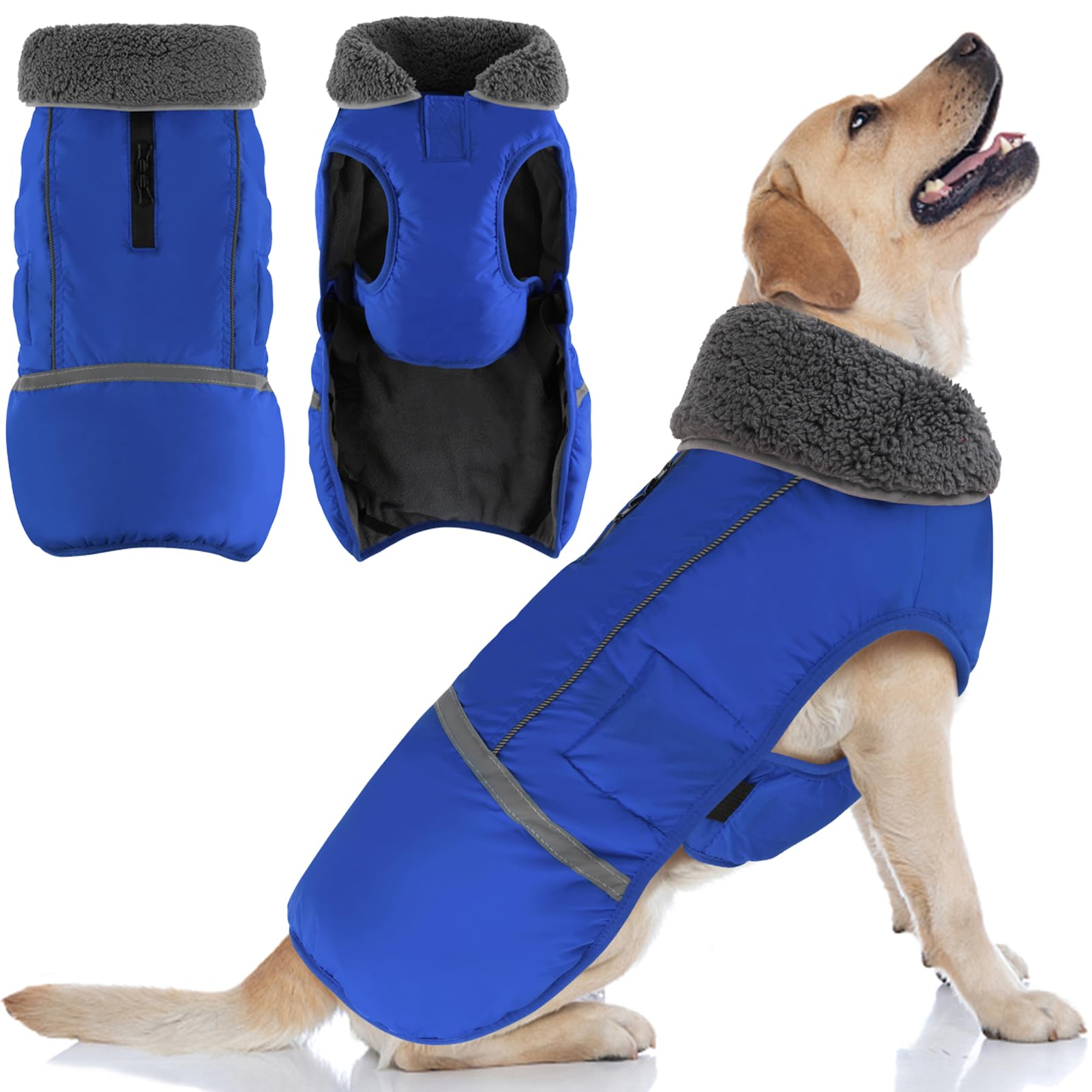 Doglay Dog Coat, Waterproof Dog Jacket Pet Winter Coat for Cold Weather with Thicken Furry Collar, Reflective Puppy Winter Jacket Warm Fleece Lining for Small Medium Large Pets โ image 1