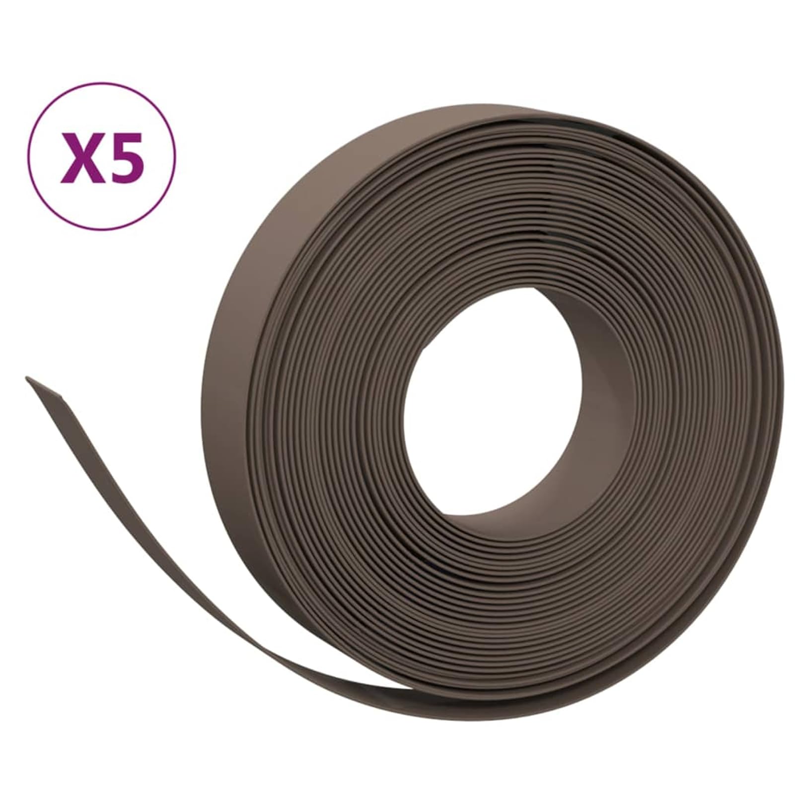 Bordi per prato, 5 pezzi, delimitazione da giardino in polietilene resistente, marrone, 10 metri di lunghezza e 10 cm di altezza, ideali per delimitare aiuole e vialetti