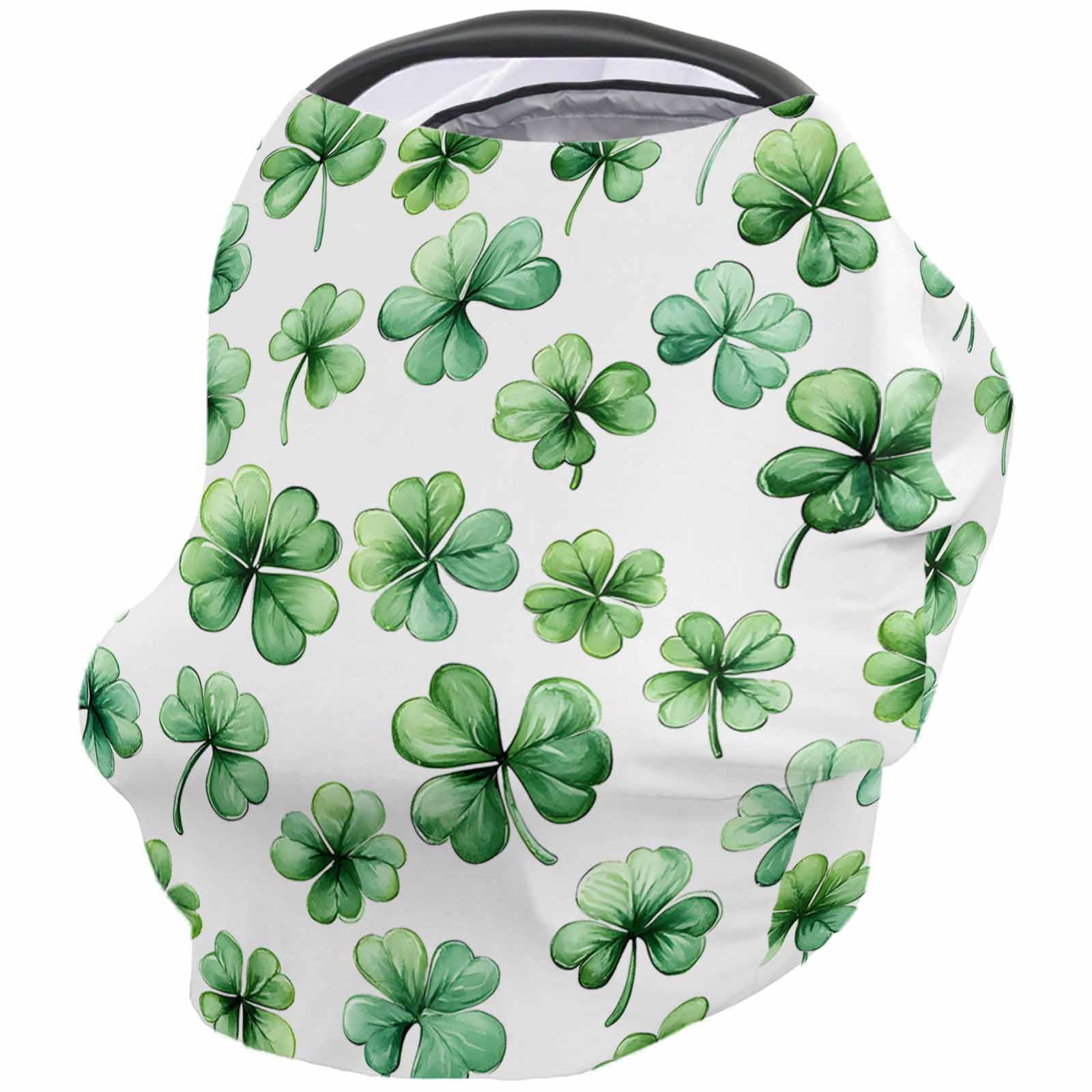 Nursing Cover for Breastfeeding Scarf, St Patrick's Day Shamrock Plant Spring Baby Car Covers Super Soft Multi Use for Canopy Shopping Cart Cover Blanket Stroller Cover