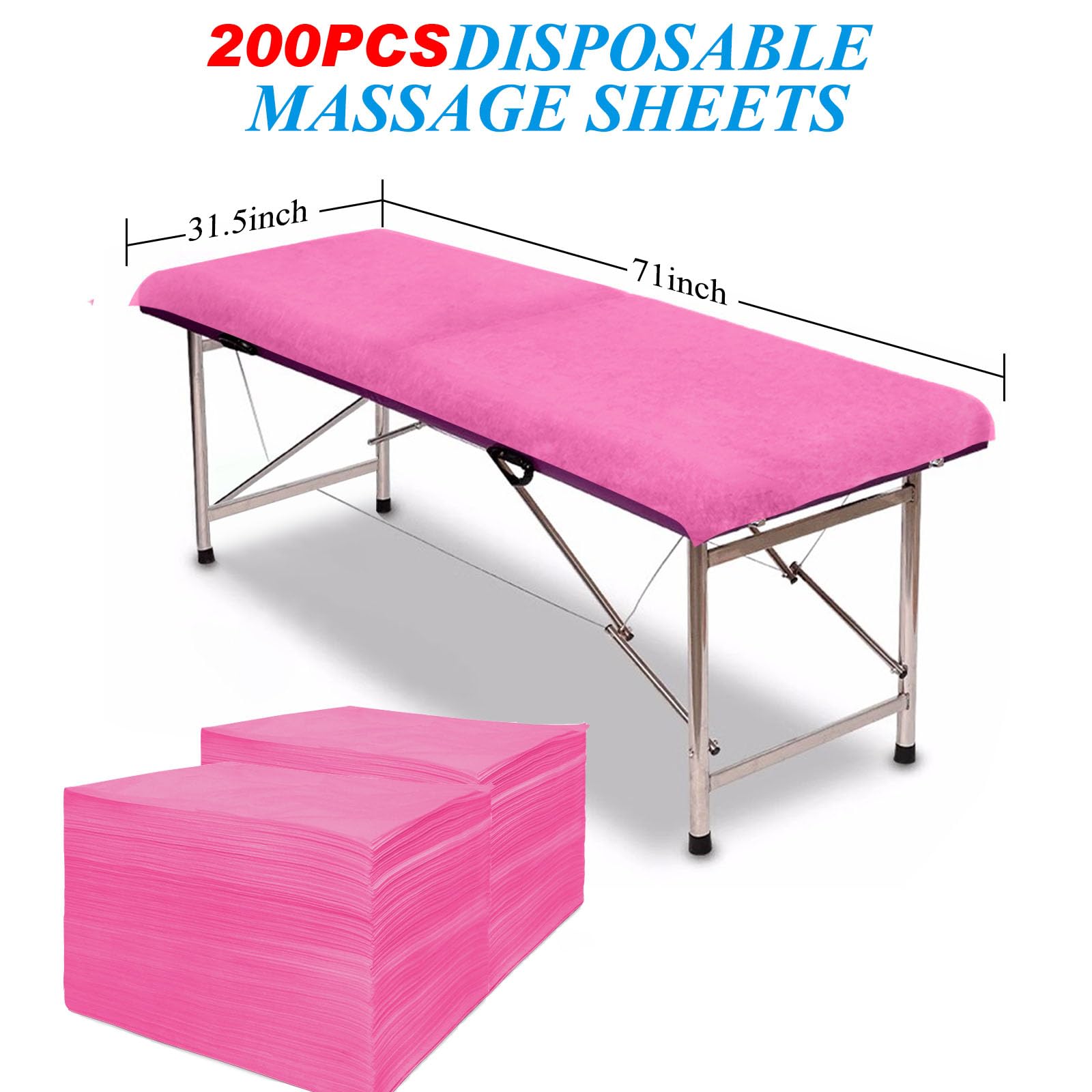 200 sábanas desechables para mesa de masaje de 31.5 x 71 pulgadas, fundas de cama de tela no tejida para máxima higiene y comodidad en tratamientos de masaje, tatuajes y spa, sábanas transpirables y