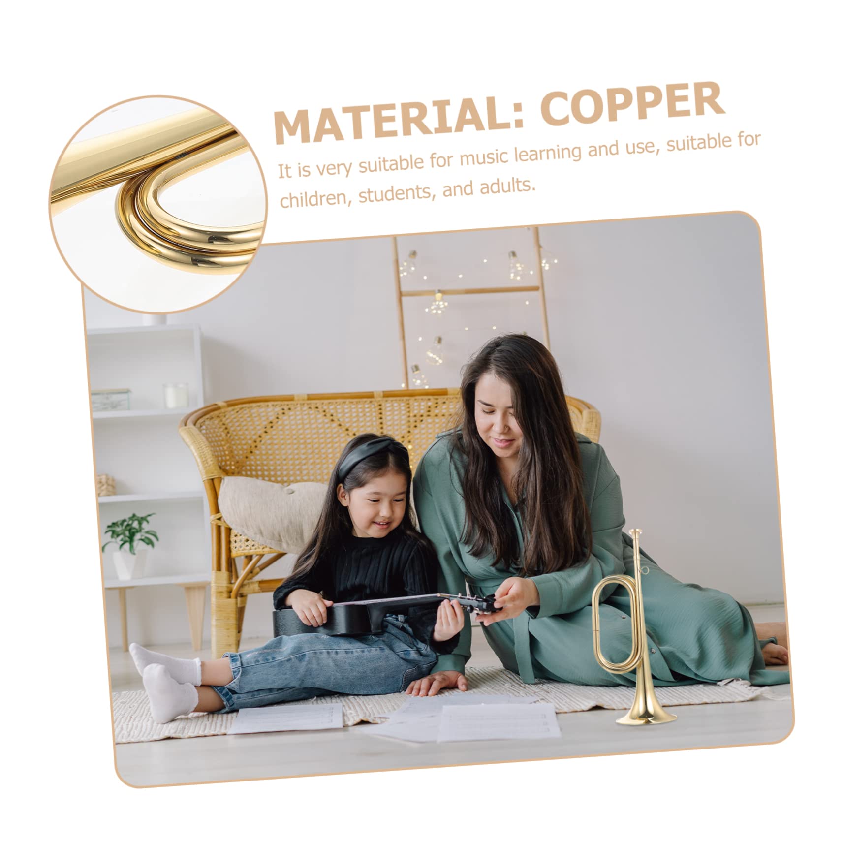 Yardwe Tromba Militare in Rame Color Oro Facile da Trasportare Suono Naturale e Leggero per Orchestre e Bande Scolastiche