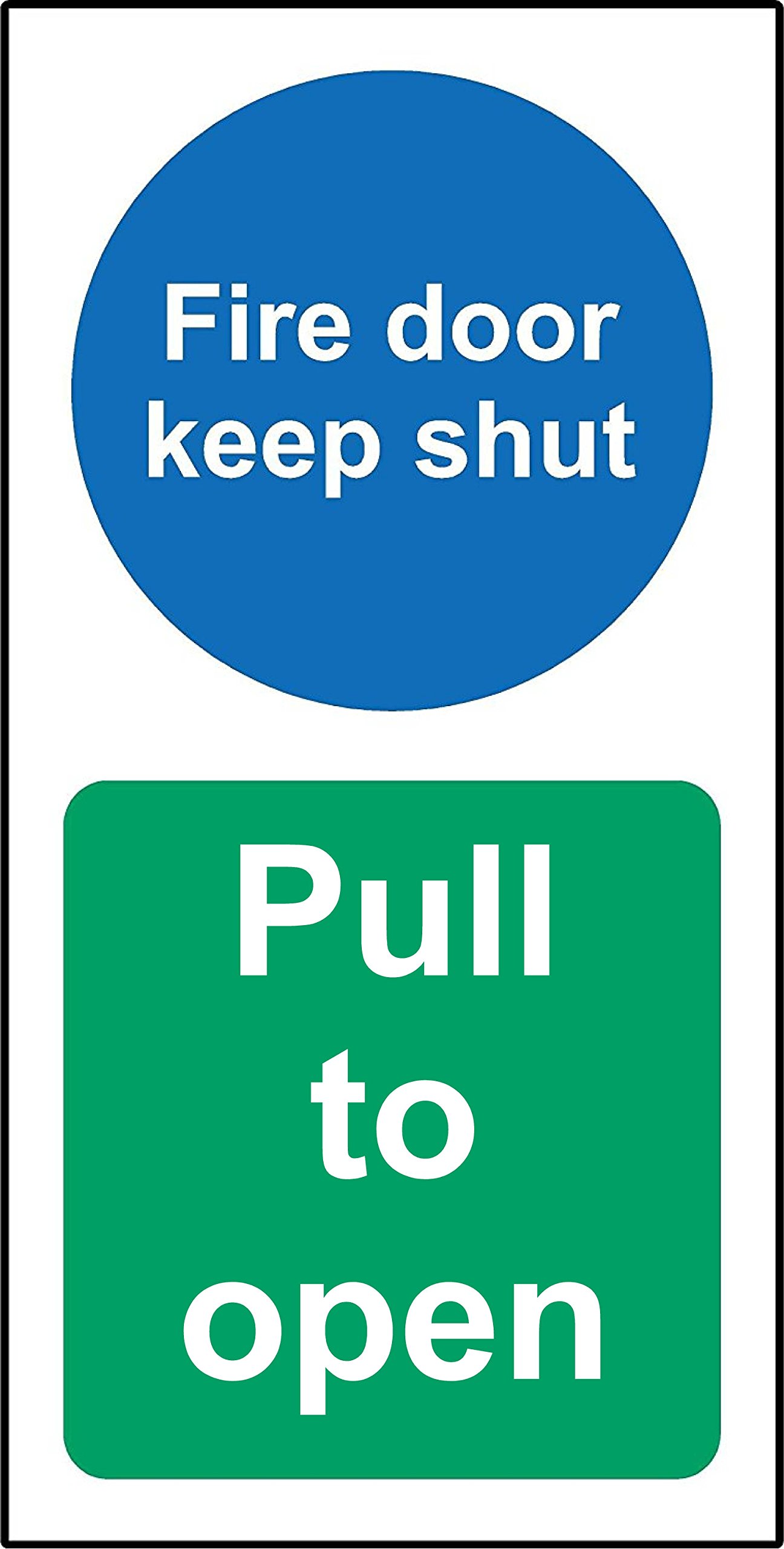 Fire door keep shut - Pull to open Safety sign - Self adhesive sticker 200mm x 100mm