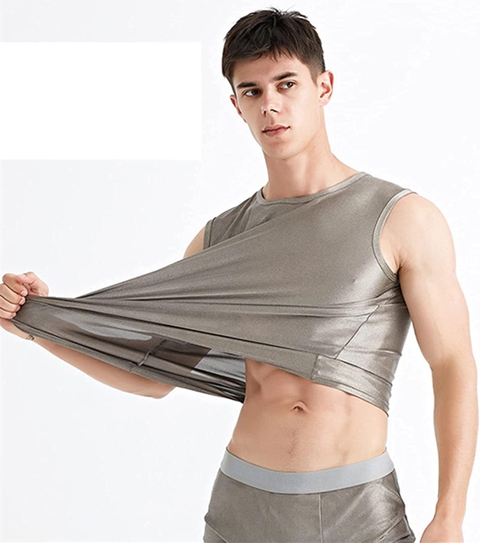 AMNOOL Gilet de Protection Contre Le rayonnement électromagnétique Gilet et Culotte, Ensemble de sous-vêtements de Fibre de Fibre d'argent, Blindage EMF (Color : L|Panties)