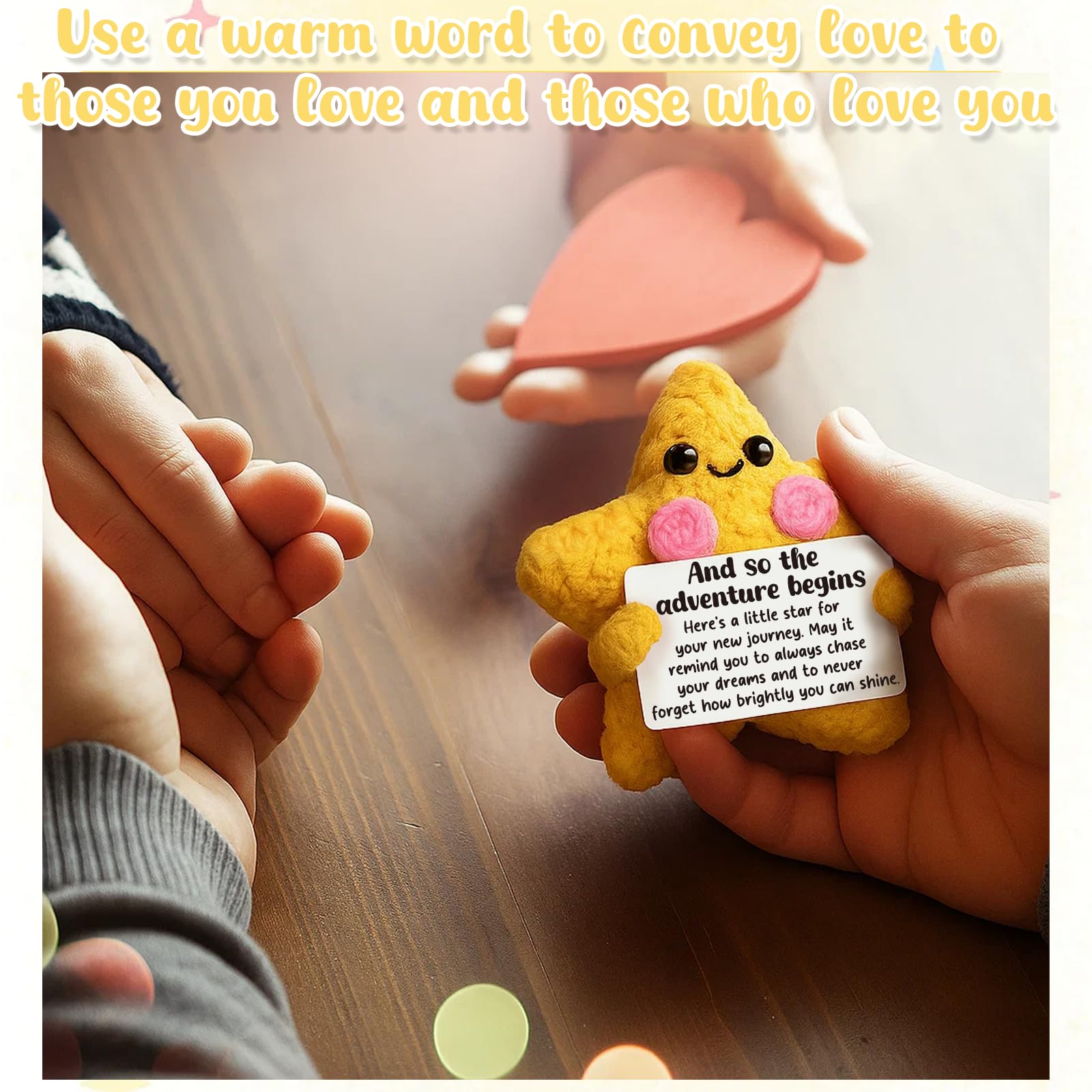 Crochet Star Graduation Gift, New Job & Good Luck Keepsake, Farewell & Moving Gift for Coworker Friend, Motivational Desk Decor for Student, Congratulations for New Adventure