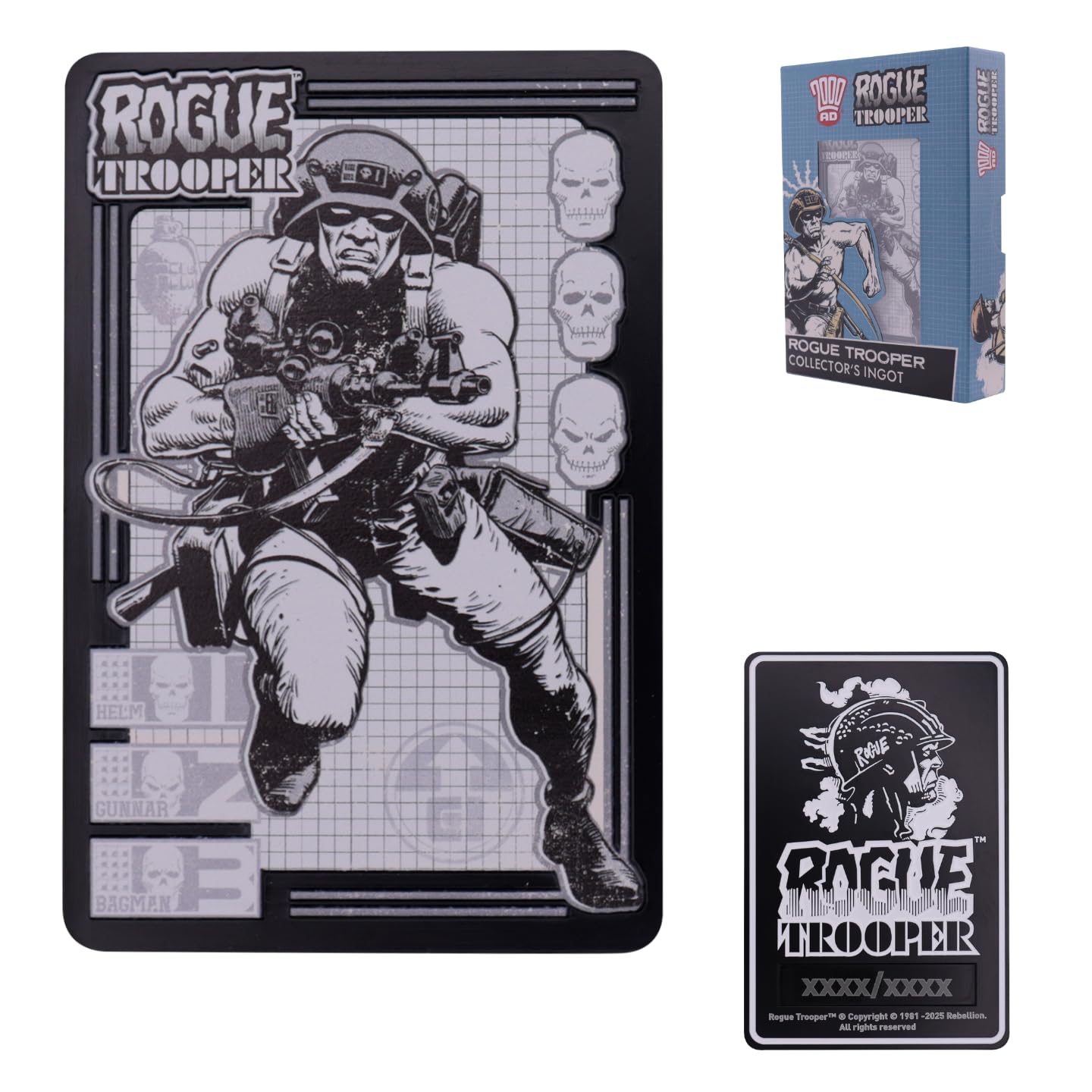 Fanattik Black 2000 Ad Rogue Trooper Limited Edition Metal Ingot – Officially Licensed Collectible, Individually Numbered, (9,995 Worldwide)