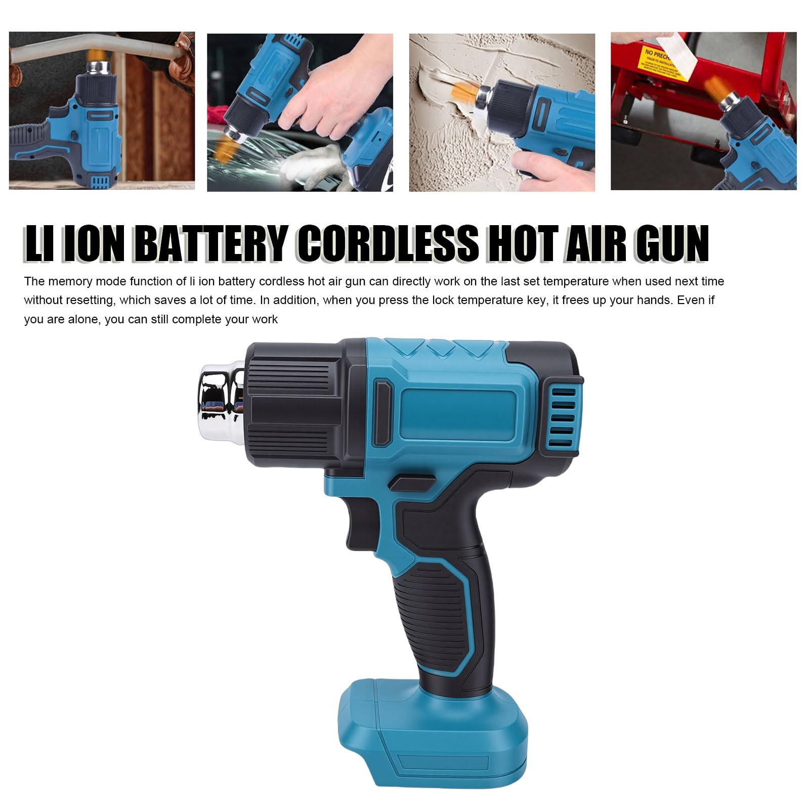 Pistola Ad Aria Calda con Batteria Agli Ioni di Litio Ad Alta Potenza, Strumento Portatile a Temperatura Regolabile per Progetti Professionali e Hobbistici