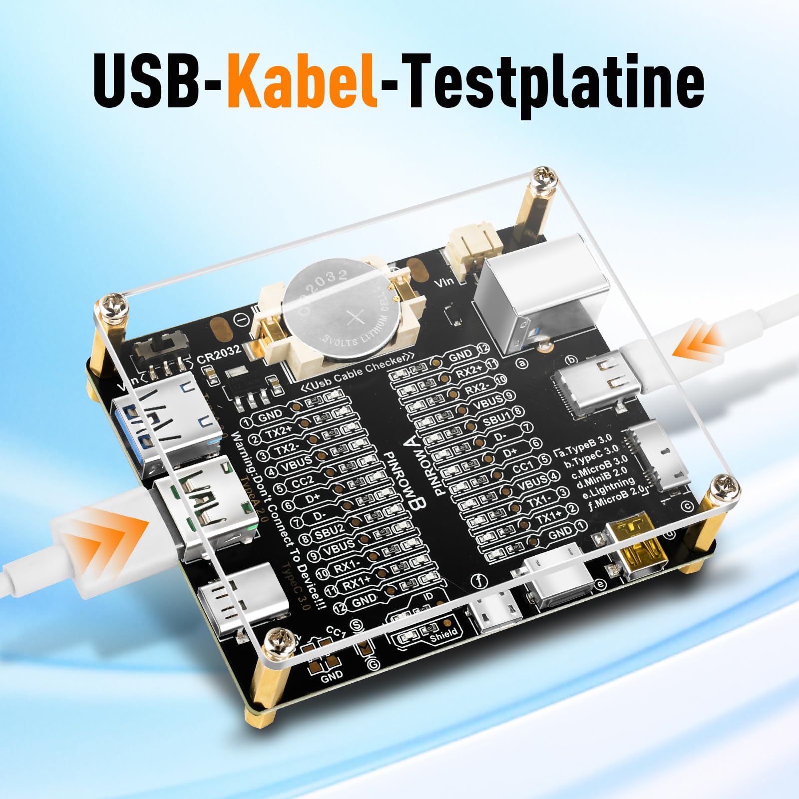 Heemol Tester kabli USB, tester kabli danych dla kabli USB C/A Micro USB z szybkim transferem, szybka organizacja nieuporządkowanych kabli poprzez sprawdzenie diod LED