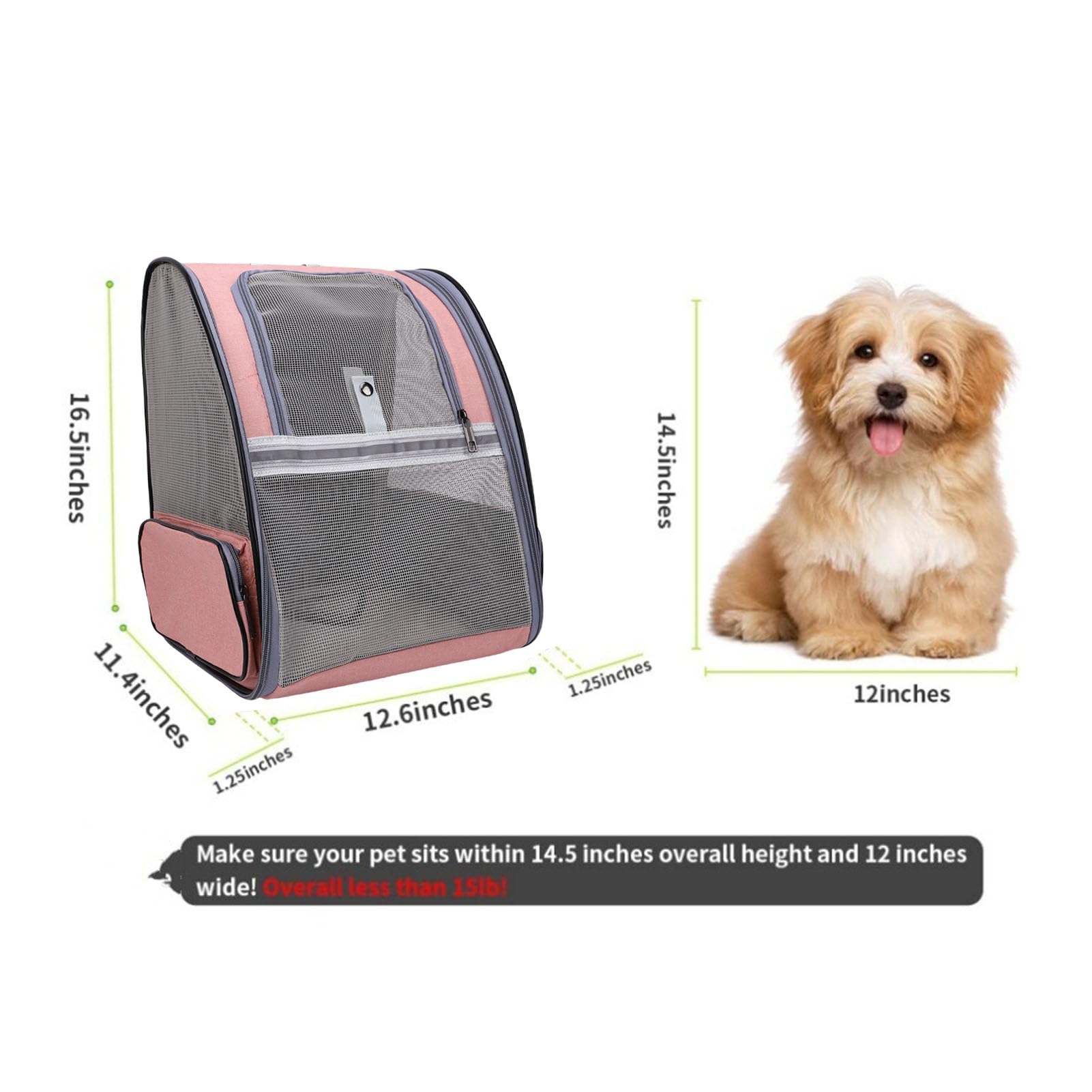 Plecak Mavaol Pet Carrier Oddychający, składany, lekki, wielofunkcyjny plecak dla szczeniąt do podróży (Pink)