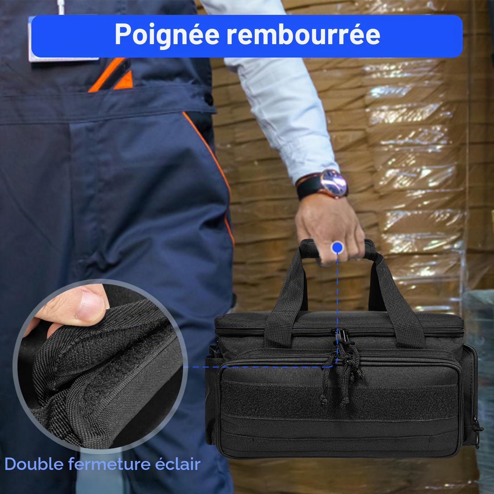 Sac à outils pour homme - Ouverture ouverte - Avec base renforcée