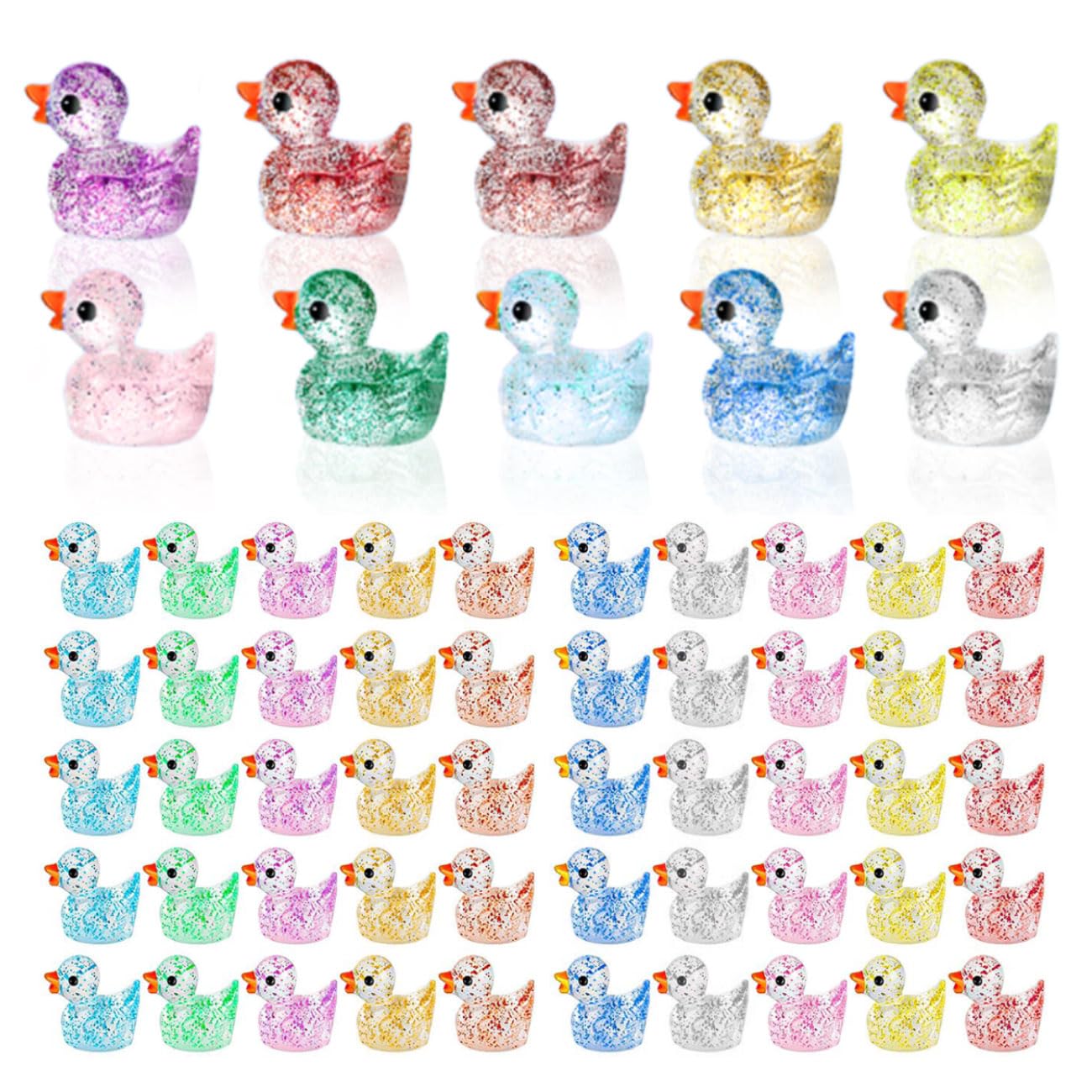HOTTuoHong Tiny Ducks, Mini Resin Miniature Duck Figures for Craft, Dollhouse & Home Decorations