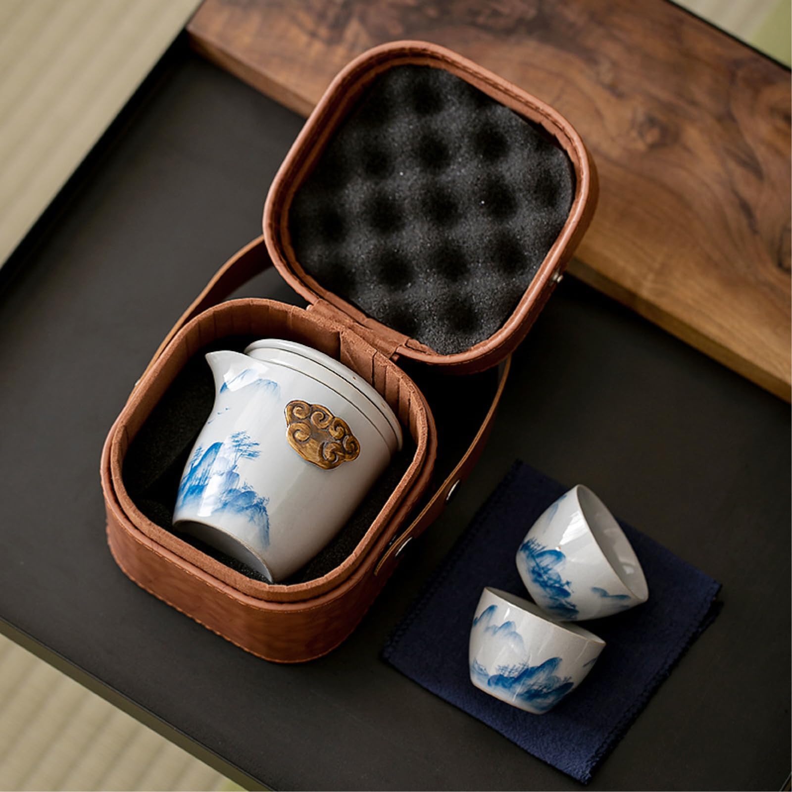 Té con filtro de cerámica, una olla de dos tazas para el hogar, exquisita personalidad y paisaje práctico