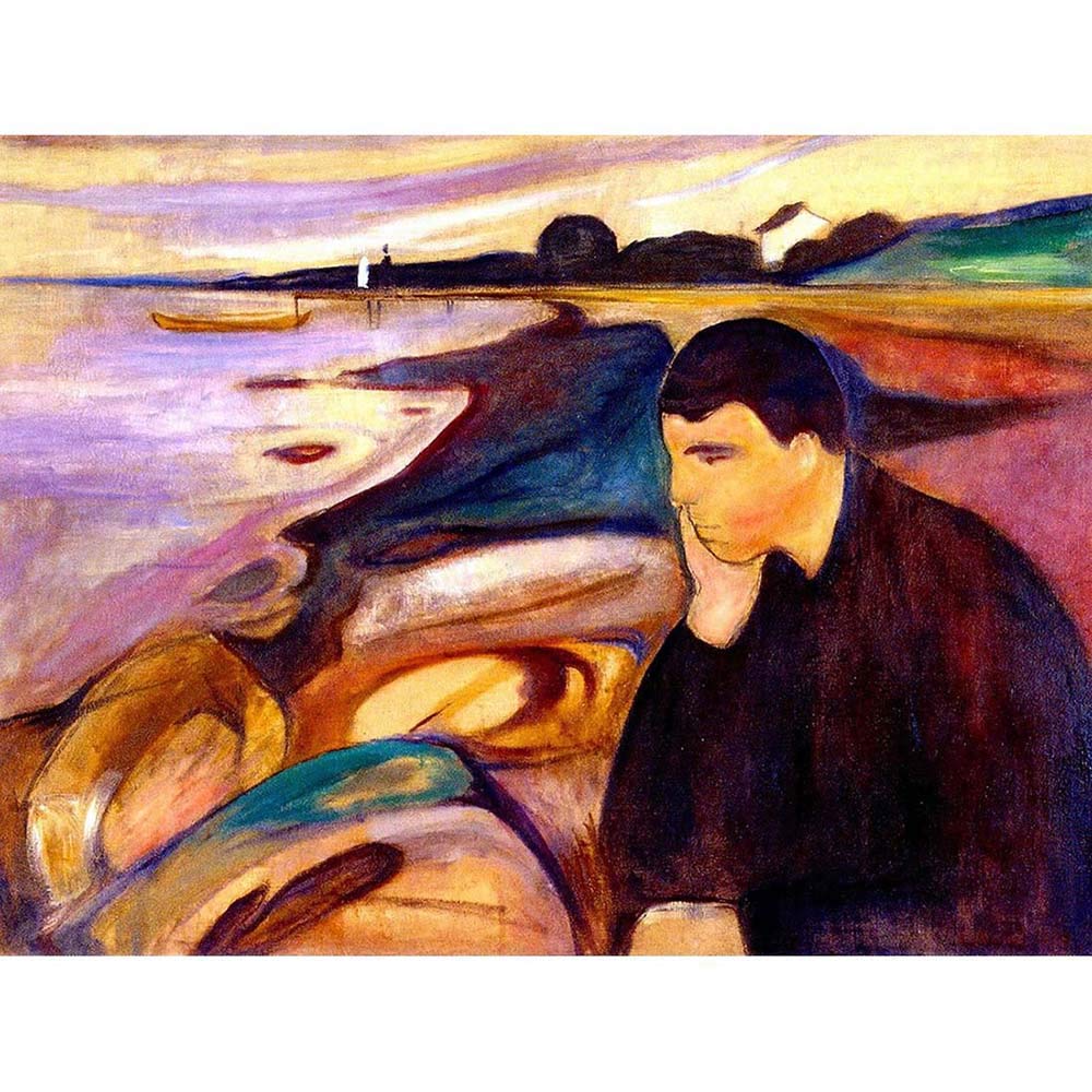 Wee Blue Coo Painting Allegory Portrait Munch Melancholy Art Print Poster Wall Decor 12X16 Inch