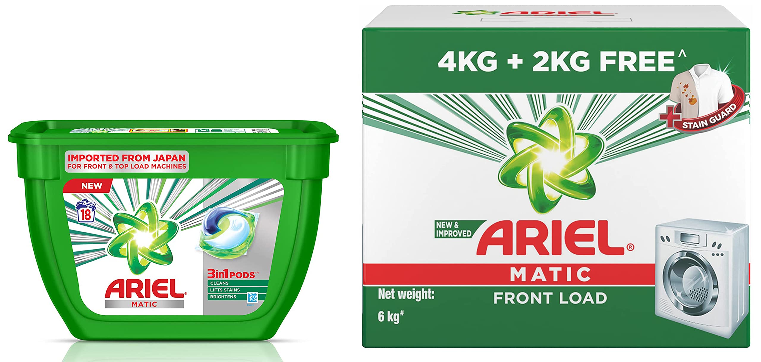 Buy Ariel Matic 3in1 PODs Liquid Detergent Pack 18 Count for Both Front