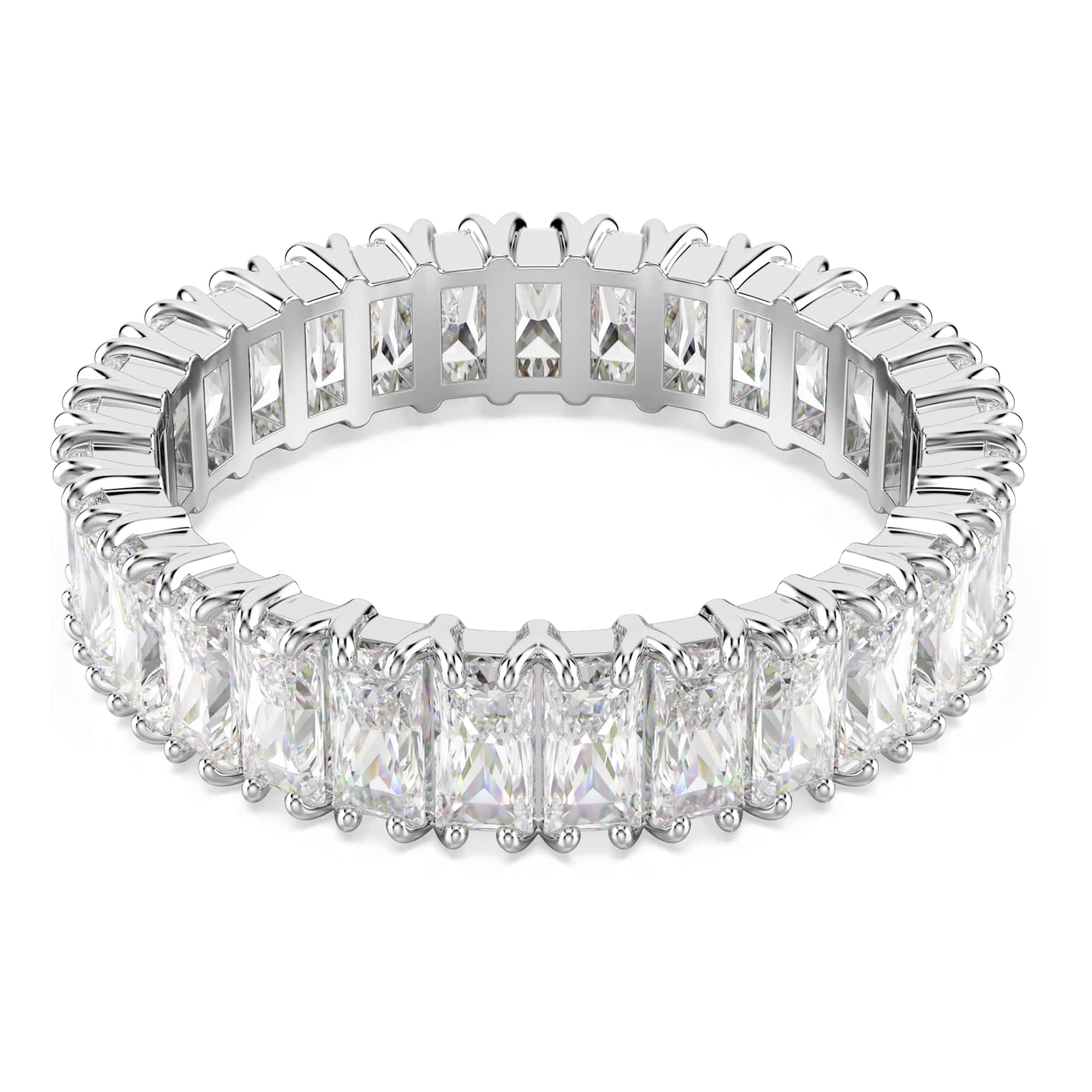 Swarovski Matrix Ring, Baguette Cut, White, Silver-Tone Finish