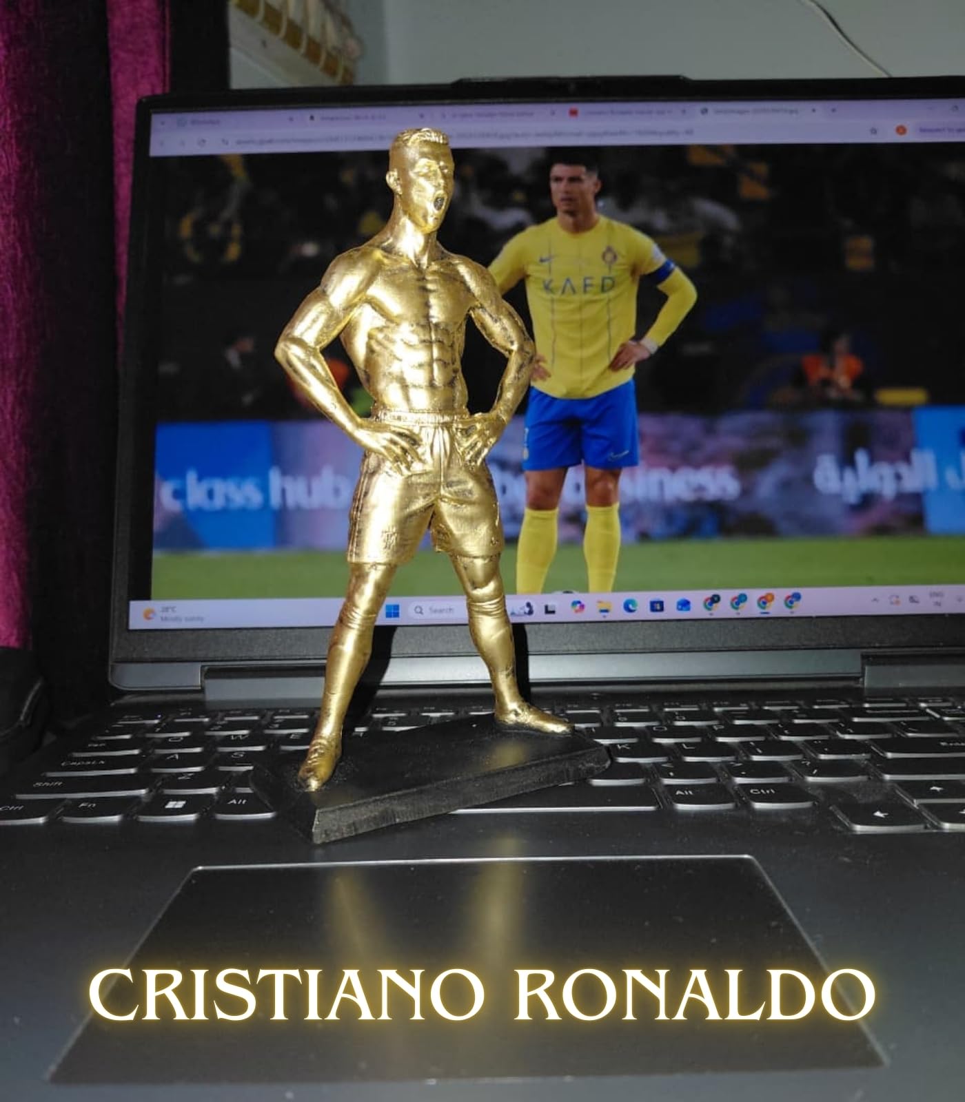 Golden CR7 Football Statue - Resin Figurine -5 Golden CR7 Football Statue - Resin Figurine -5