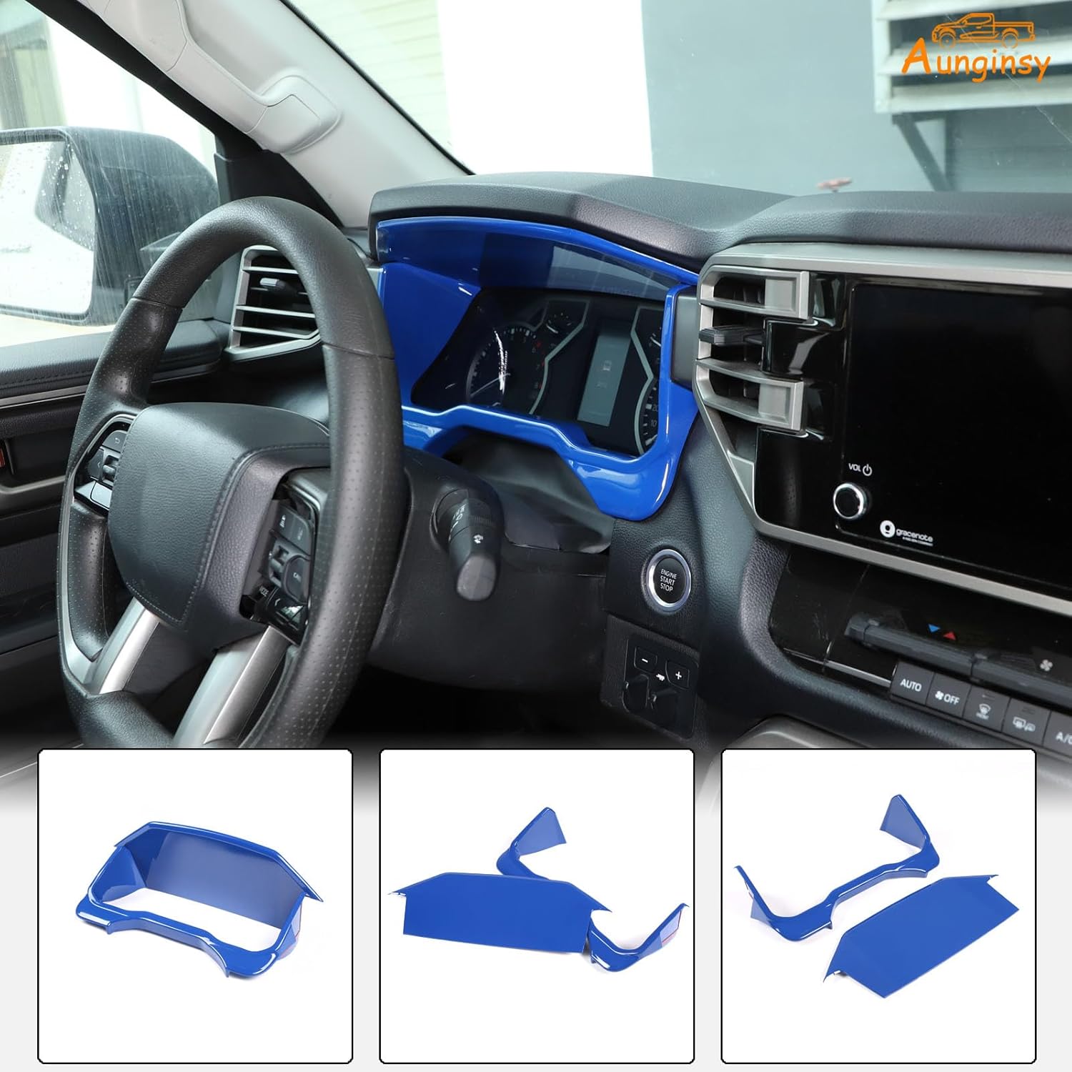 Aunginsy Dashboard Meter Frame Cover Trim Fit Toyot@a Tundra/Sequoia 2022 2023 2024 Car Center Console Dash Board Frame Dashboard Instrument Panel Protection Cover Decorative ABS Interior Accessories