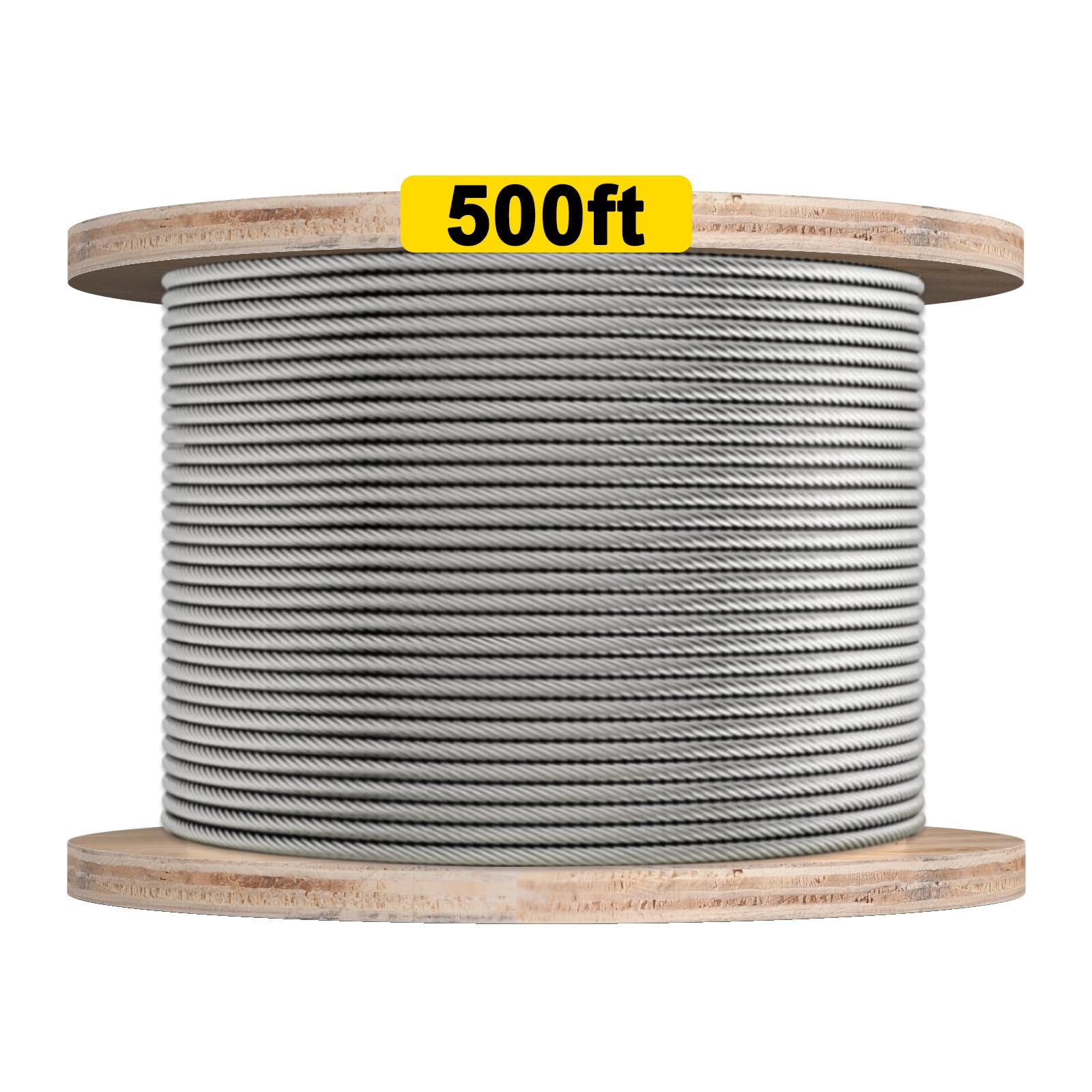 TooTaci3/16 Wire Rope, 500ft T316 Stainless Steel Cable 3/16 inch, 7×19 Strands 3/16 Cable Railing Kit, Marine Grade Decking Stairs Aircraft Cable 3/16 for DIY Balustrade, Porch, Stairs Railing