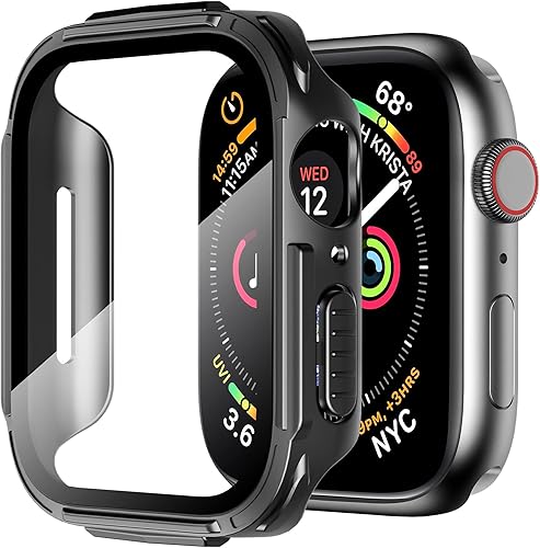 Mesime Funda resistente compatible con Apple Watch Series 9, 8, 7, 1.614 in con protector de pantalla de vidrio templado, funda para iWatch