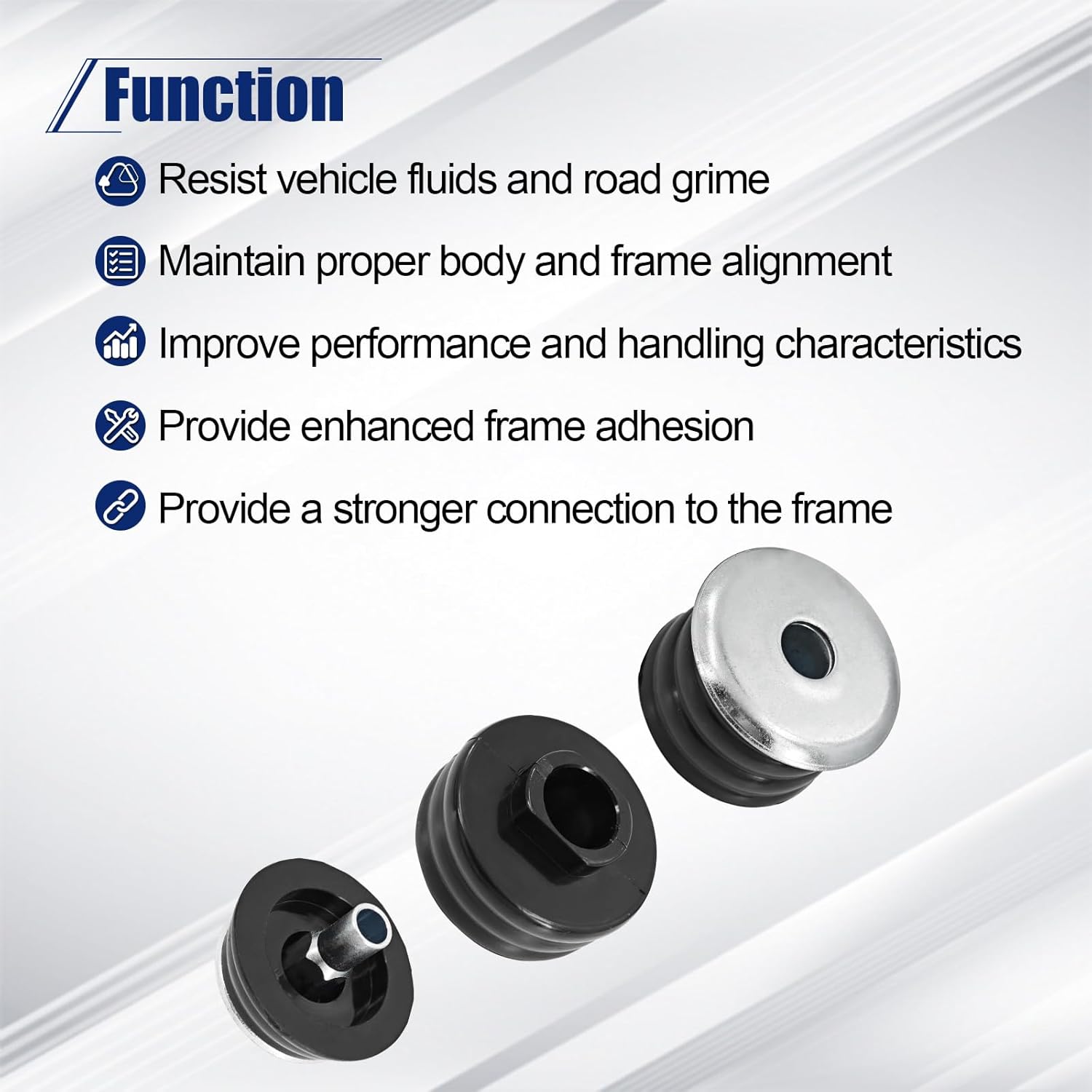 Black Body Cab Mount Bushings Kit with Steel Sleeves & Hardware Replacement for Ford F-250 F-350 Super Duty 2WD 4WD 1999-2007 KF04058BK