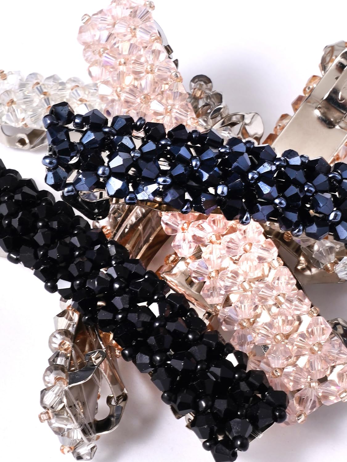 6pc Crystal French Barrette Hair Clip Set, Stylish Accessories