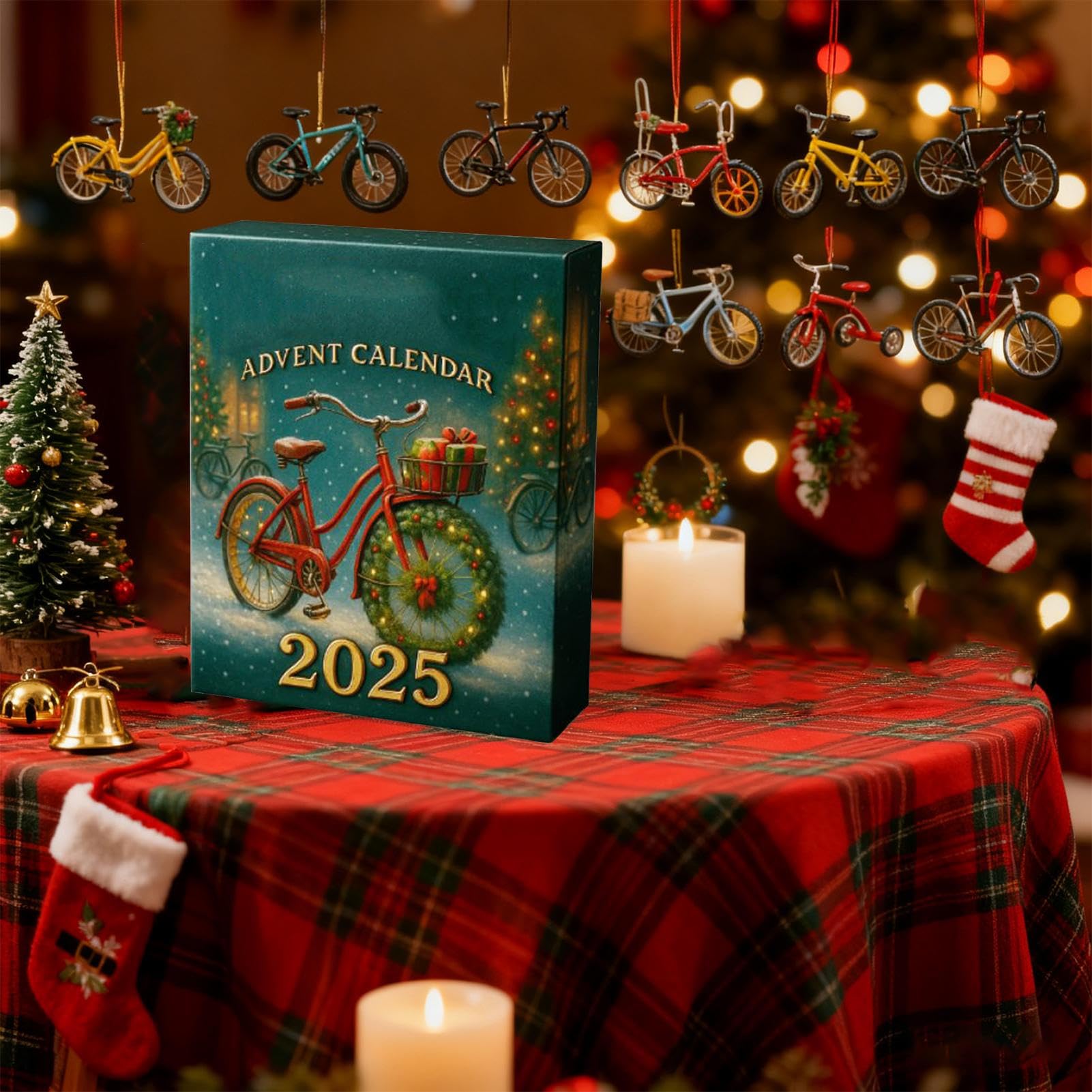 Calendrier De L'Avent Vélo 2025 - 24 Pendentifs Acrylique 2D - Décoration Noël Vélo - 26x18 Cm - 7
