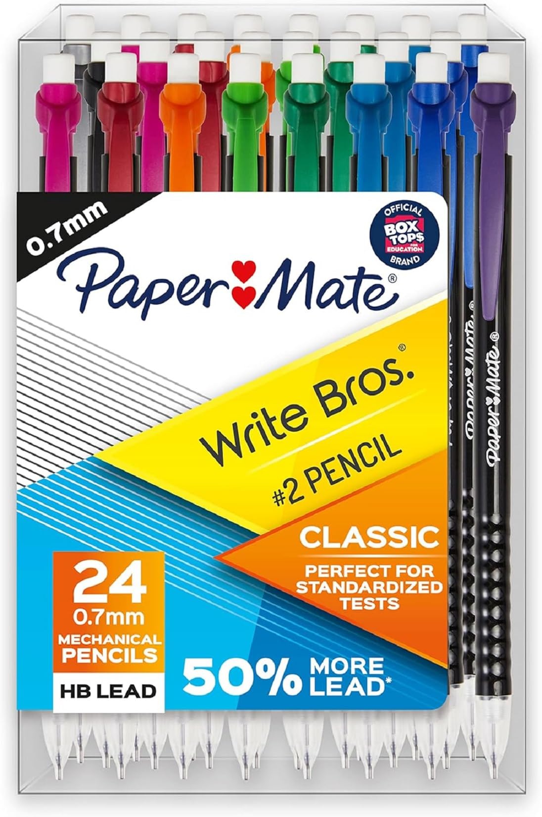 Paper Mate Write Bros. Lot de 6 porte-mines classiques de 0,7 mm, numéro 2, fournitures de bureau, fournitures de classe, croquis, dessin, idéal pour les tests standardisés